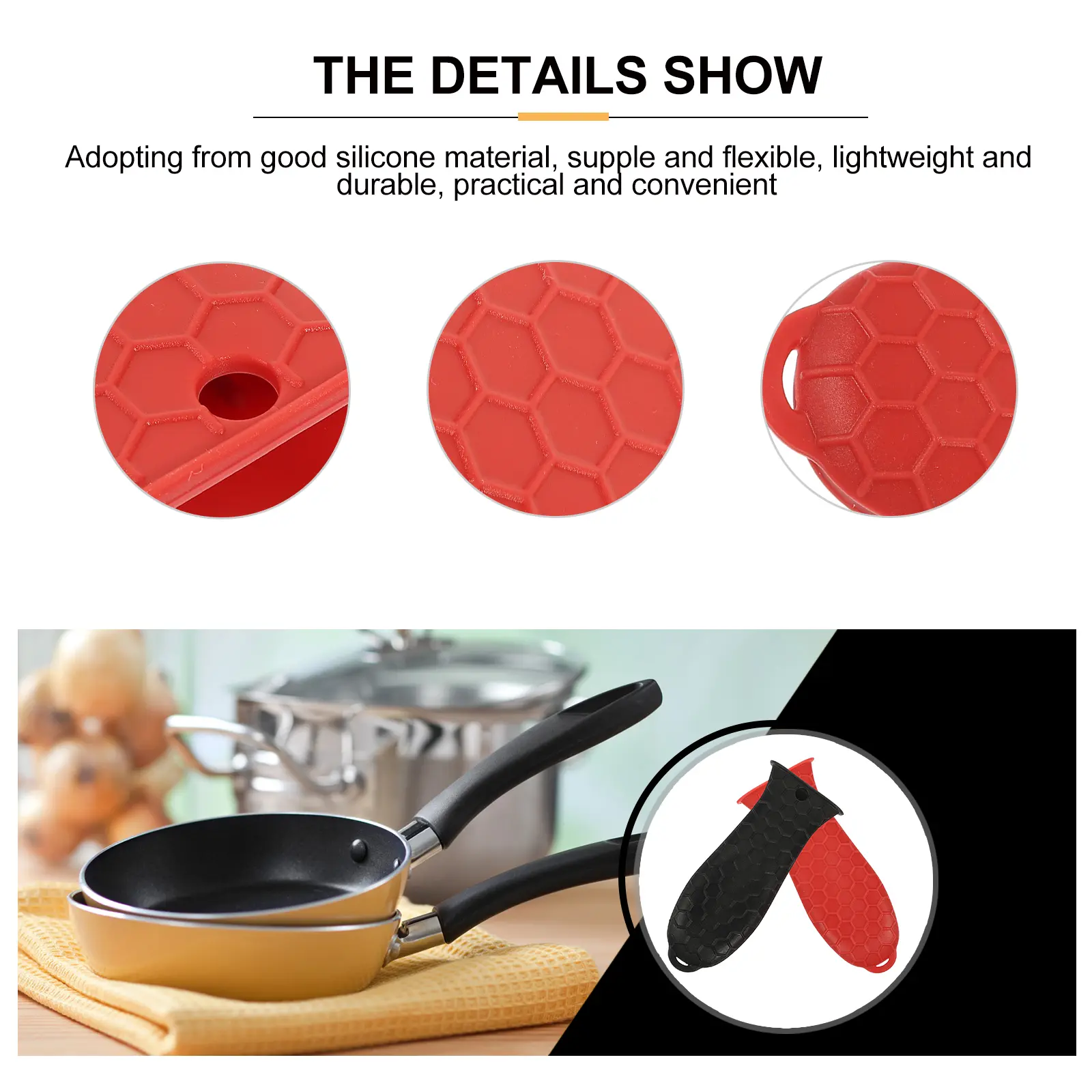 2Pcs Silicone Pot H Cover Heat Resistant Non Slip Cookware Kitchen Tool Lightweight Anti Scalding Grip