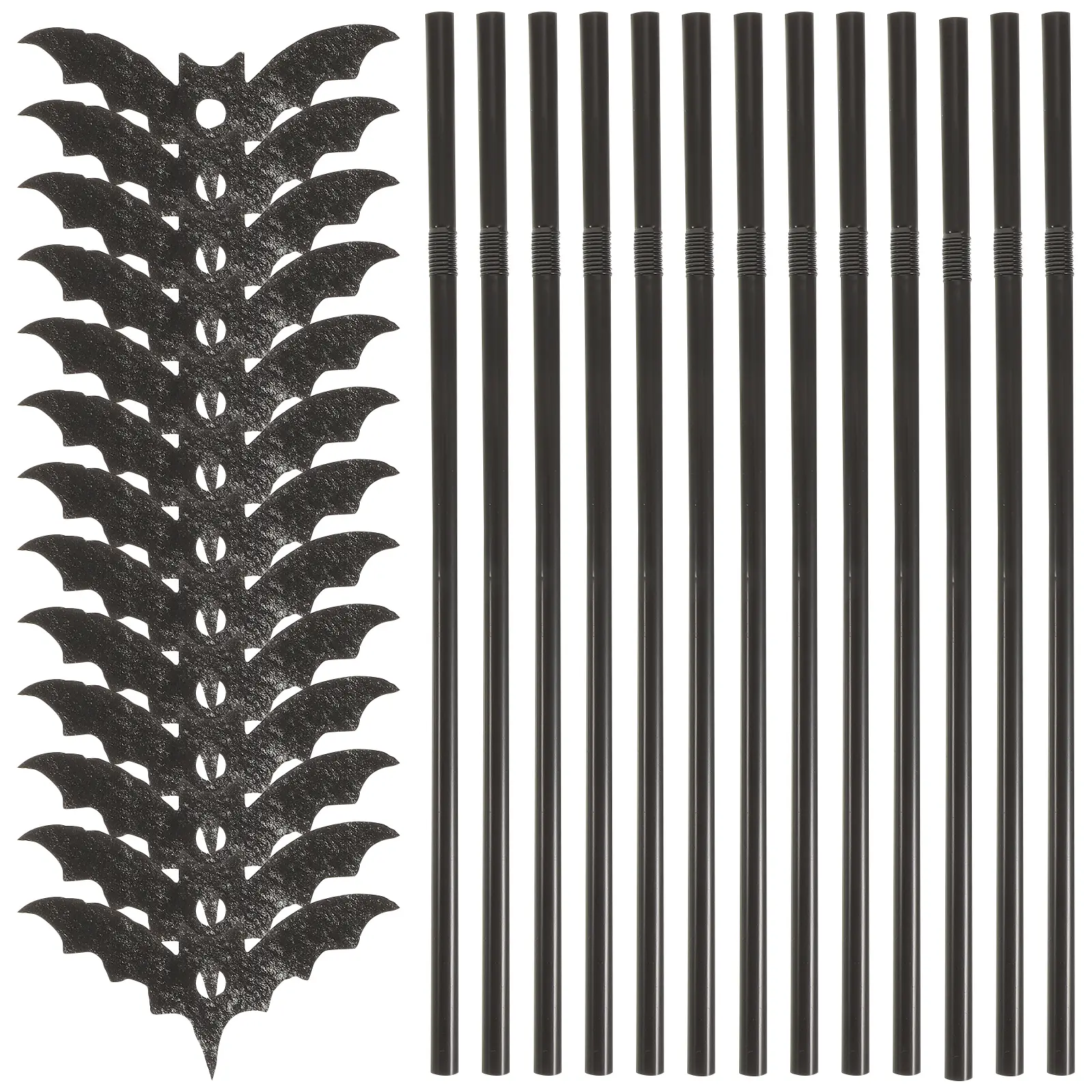 50 set Plastic Straws Decorative Halloween Bat Design Drinking Straws for Party Favors School Holiday Cocktail Decoration DIY