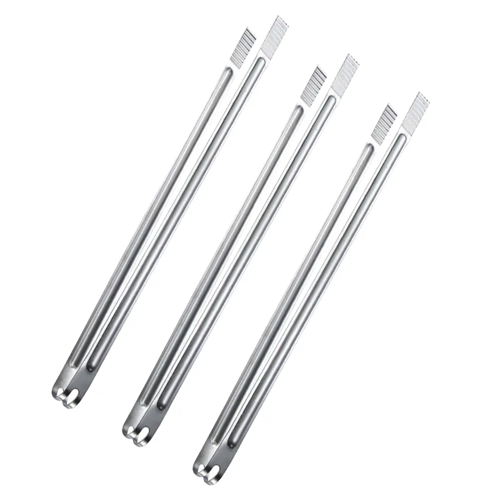 3pcs Steel Food Tongs BBQ Tweezers Stainless Steel Food Clip Serving Clips Heat Resistant Kitchen Restaurant Tools