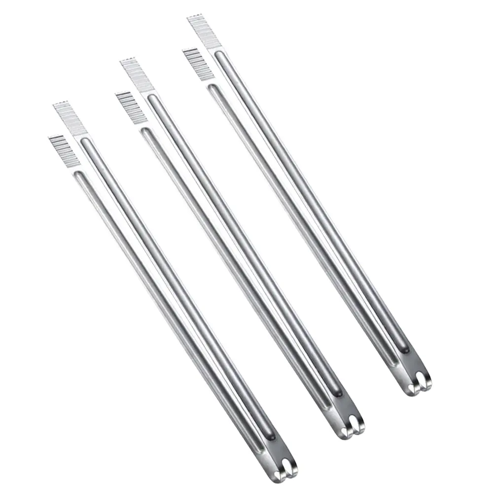 3pcs Steel Food Tongs BBQ Tweezers Stainless Steel Food Clip Serving Clips Heat Resistant Kitchen Restaurant Tools