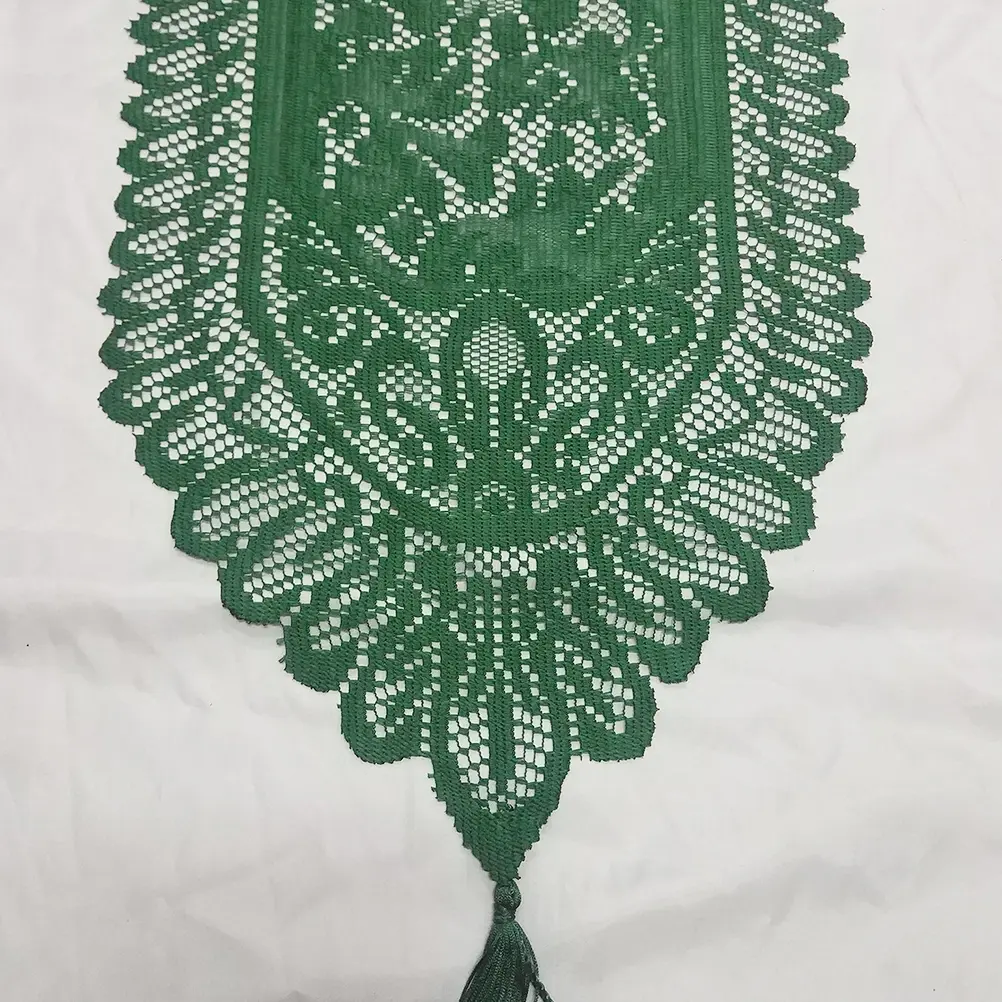 Green Table Flag Cover Runner Rustic Linen Cloth Tablecloths Festival Hollow Out Patty's Day