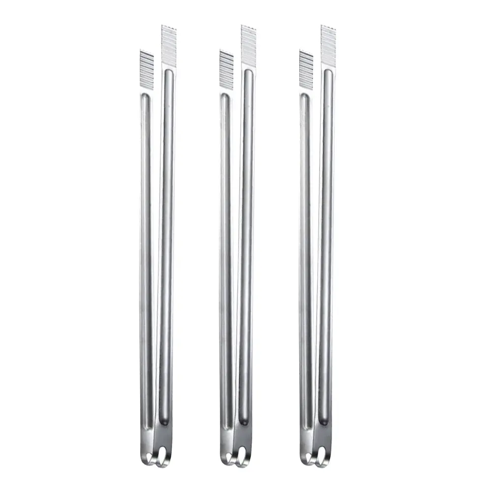 3pcs Steel Food Tongs BBQ Tweezers Stainless Steel Food Clip Serving Clips Heat Resistant Kitchen Restaurant Tools