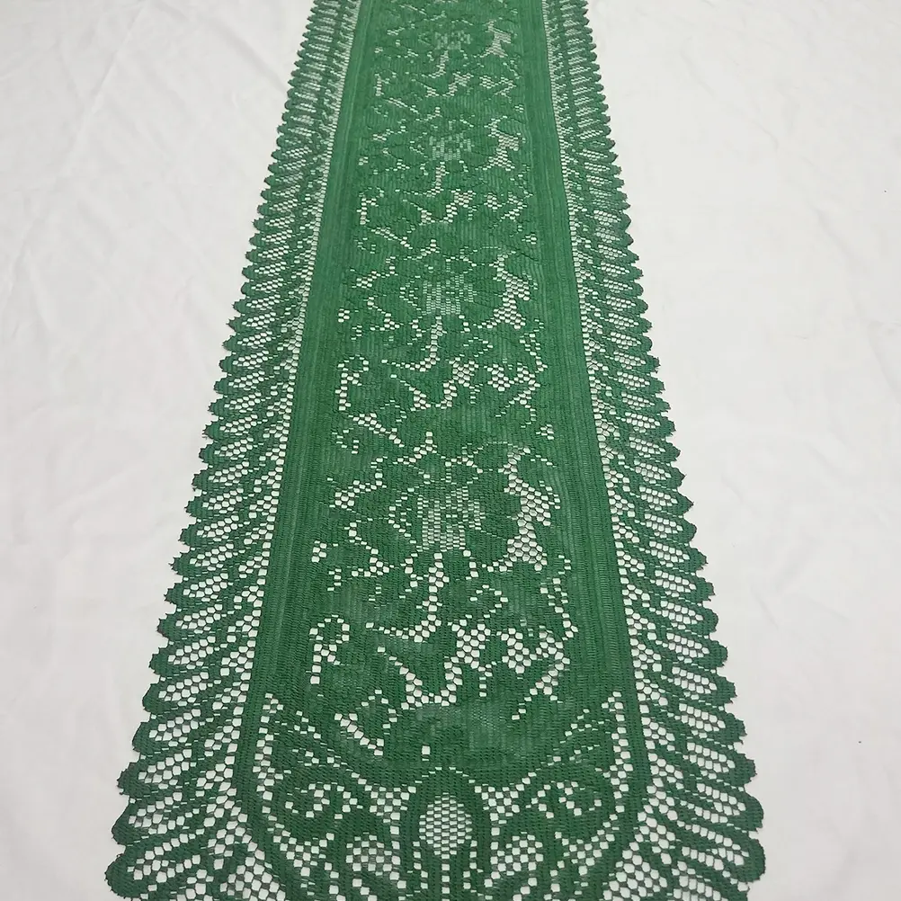 Green Table Flag Cover Runner Rustic Linen Cloth Tablecloths Festival Hollow Out Patty's Day
