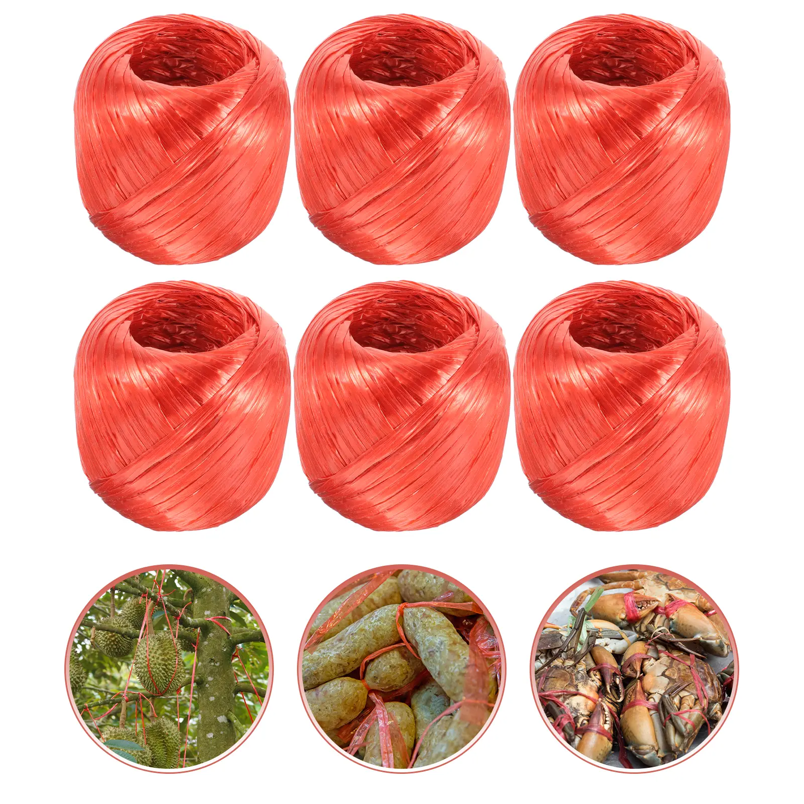 Windproof Clothesline 6 Rolls Plastic Binding Rope Packing Luggage Load Strap Strong Bearing Anti Slip Outdoor Indoor Storage