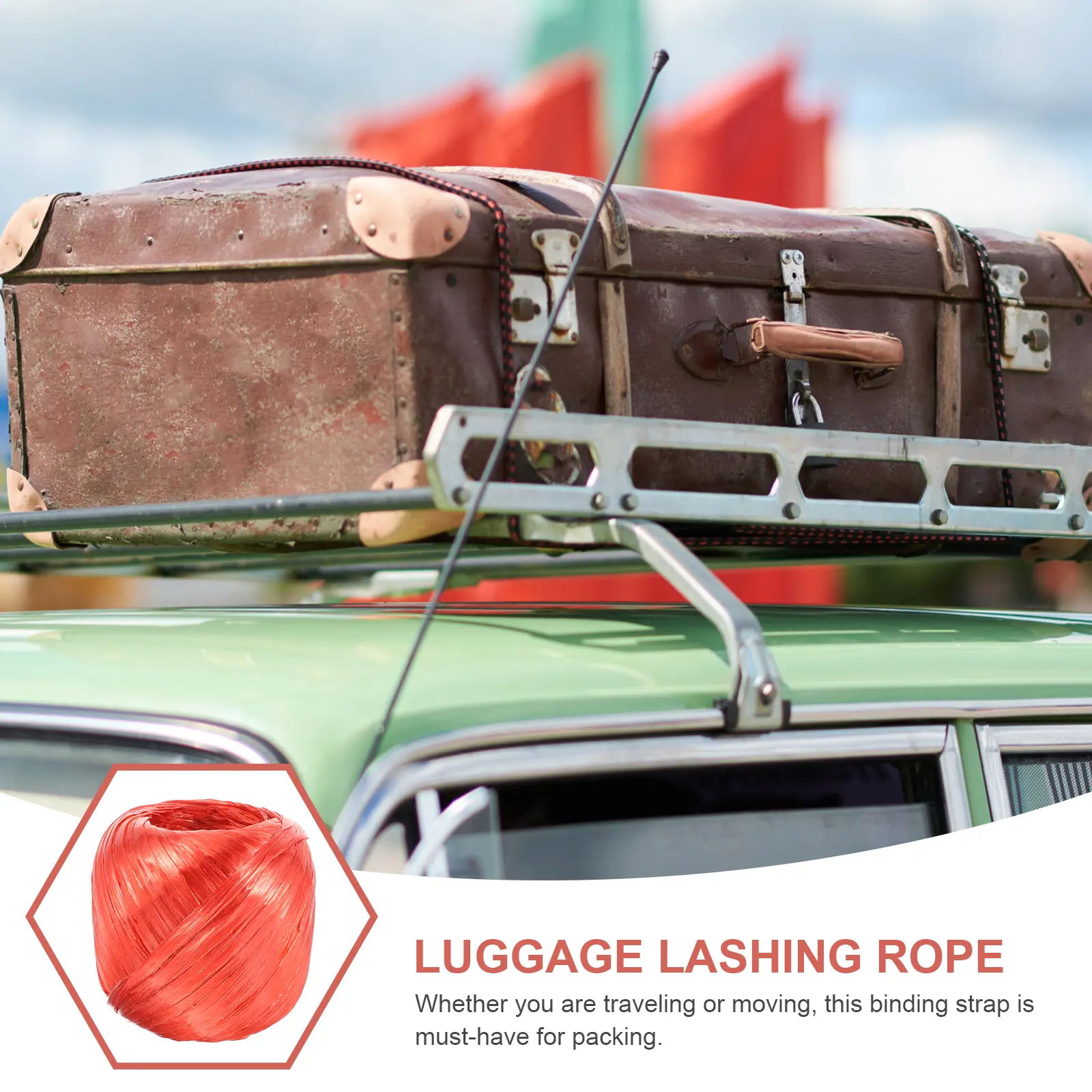 Windproof Clothesline 6 Rolls Plastic Binding Rope Packing Luggage Load Strap Strong Bearing Anti Slip Outdoor Indoor Storage