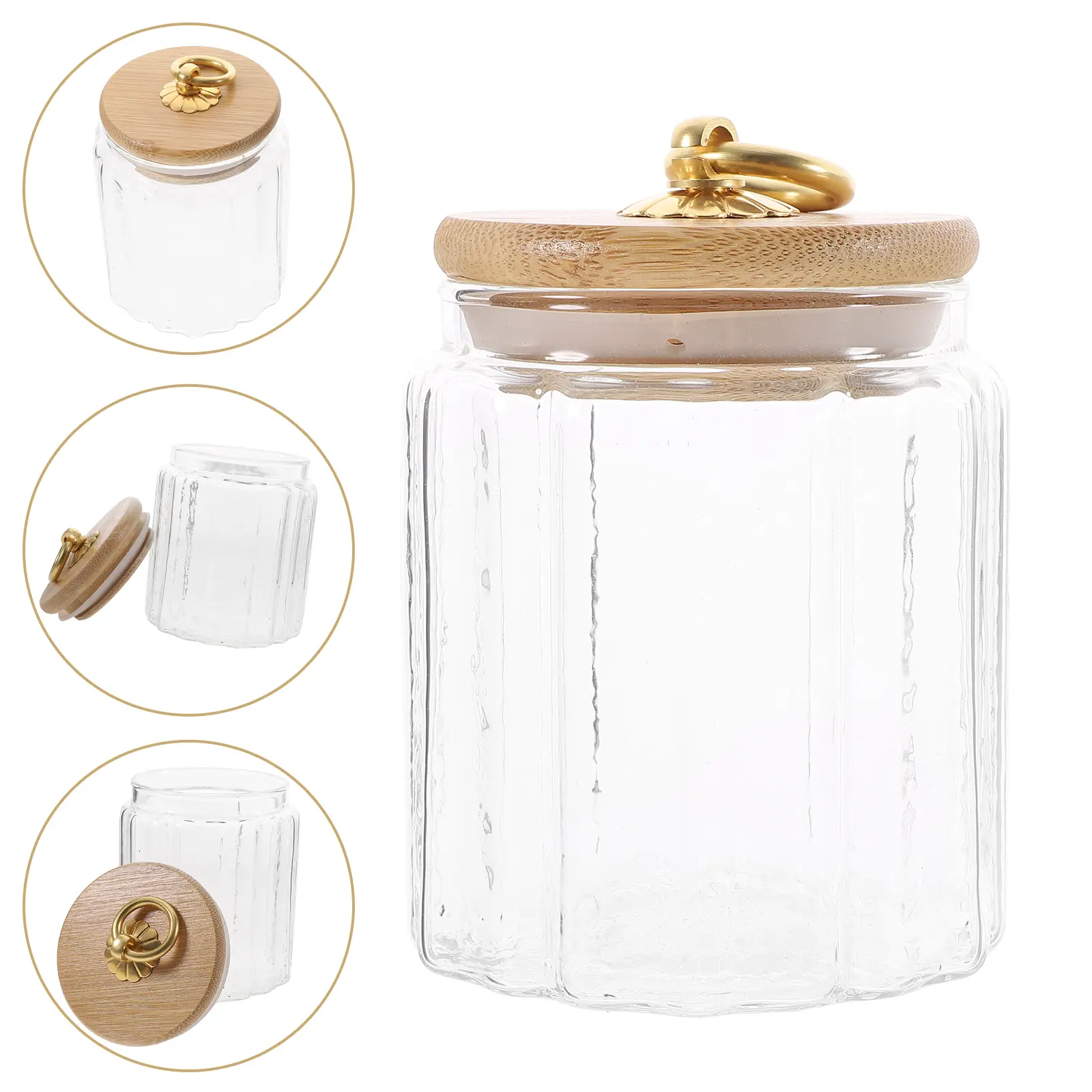 Glass Tea 500ml Wide Mouth Airtight Lid Storage Jar for Sugar Flour Kitchen Dish With Lid Containers