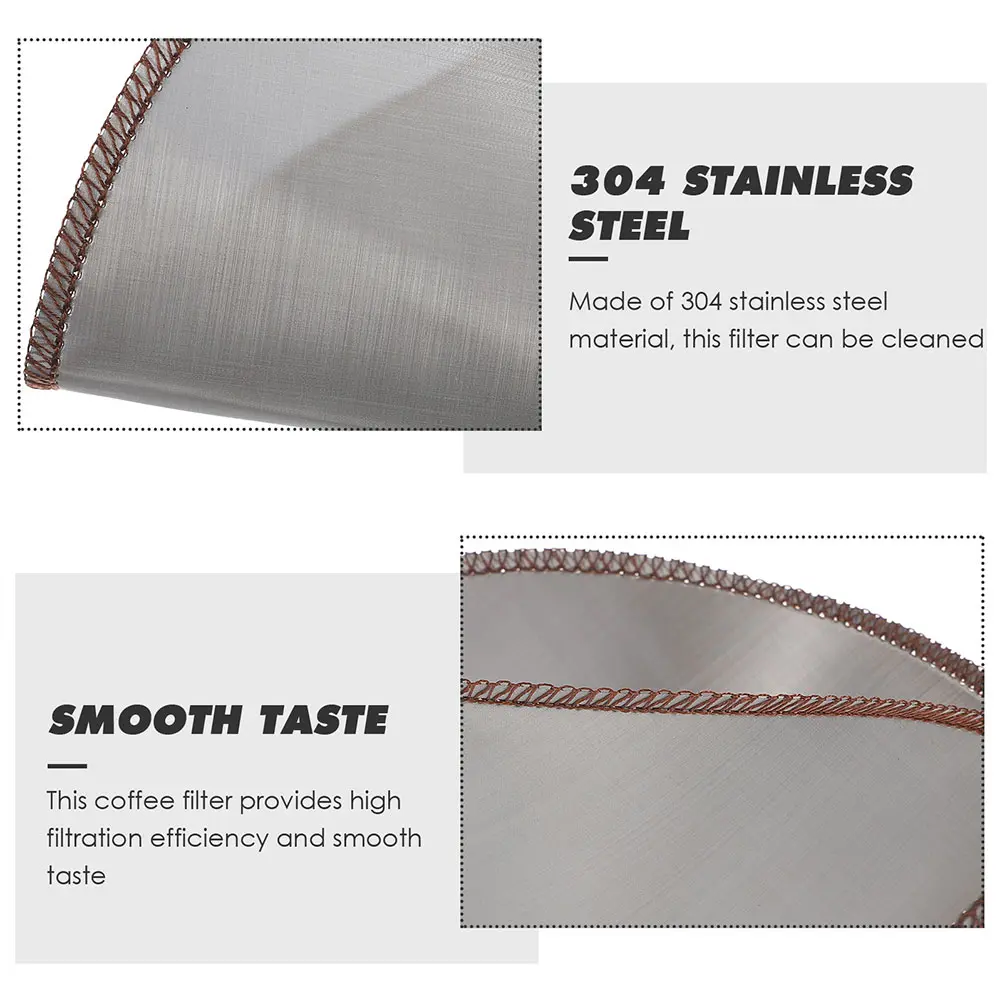 2pcs Reusable Stainless Filter Mesh Hand Brewed Machines 304 Grade Fine Strainer Cone Shaped Fits 1 4 Cups