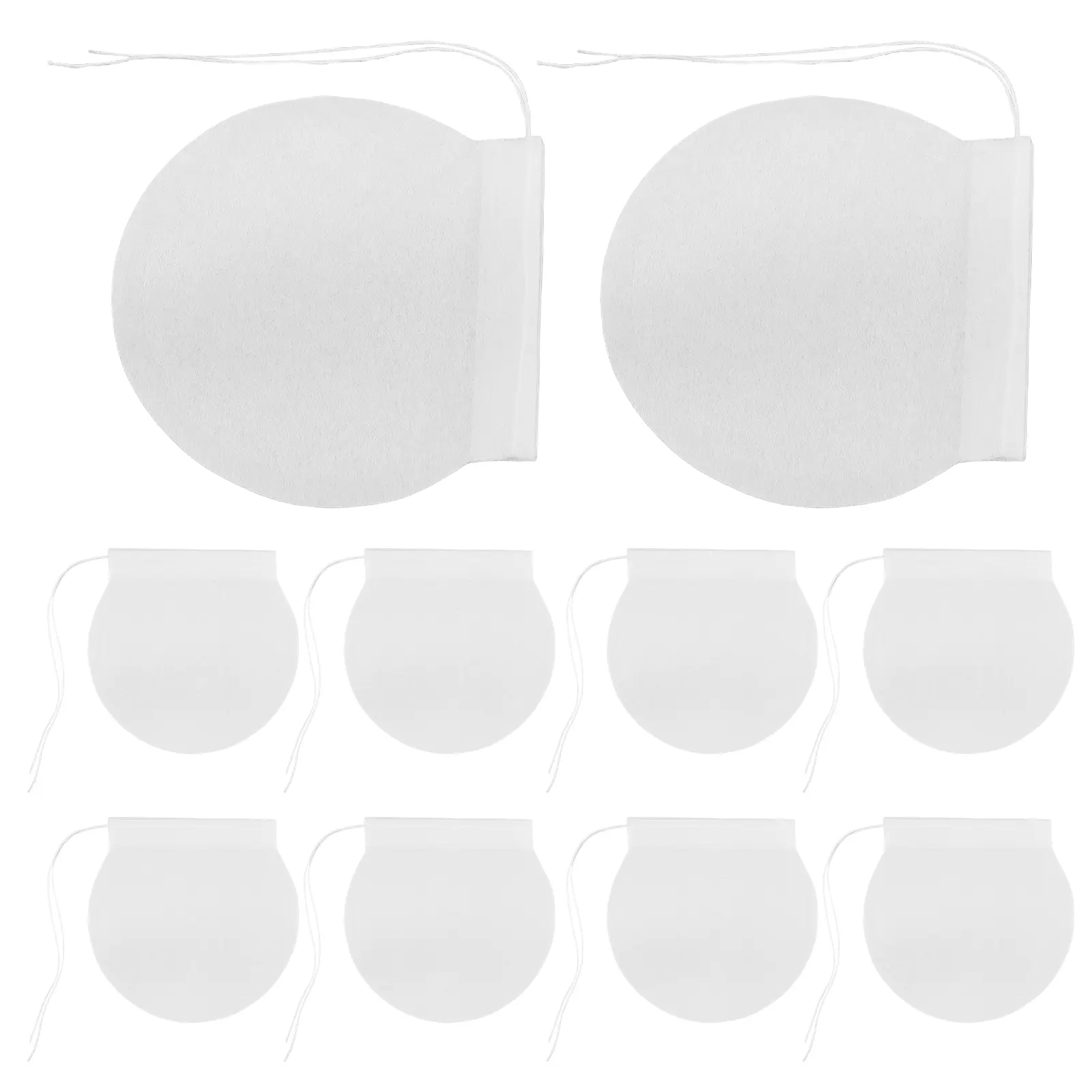 100 Pcs Round Filter Bags Reusable Loose Fillable Empty Compostable Leaf Tea Coffee Herbal Powder Disposable Drawstring Infuser