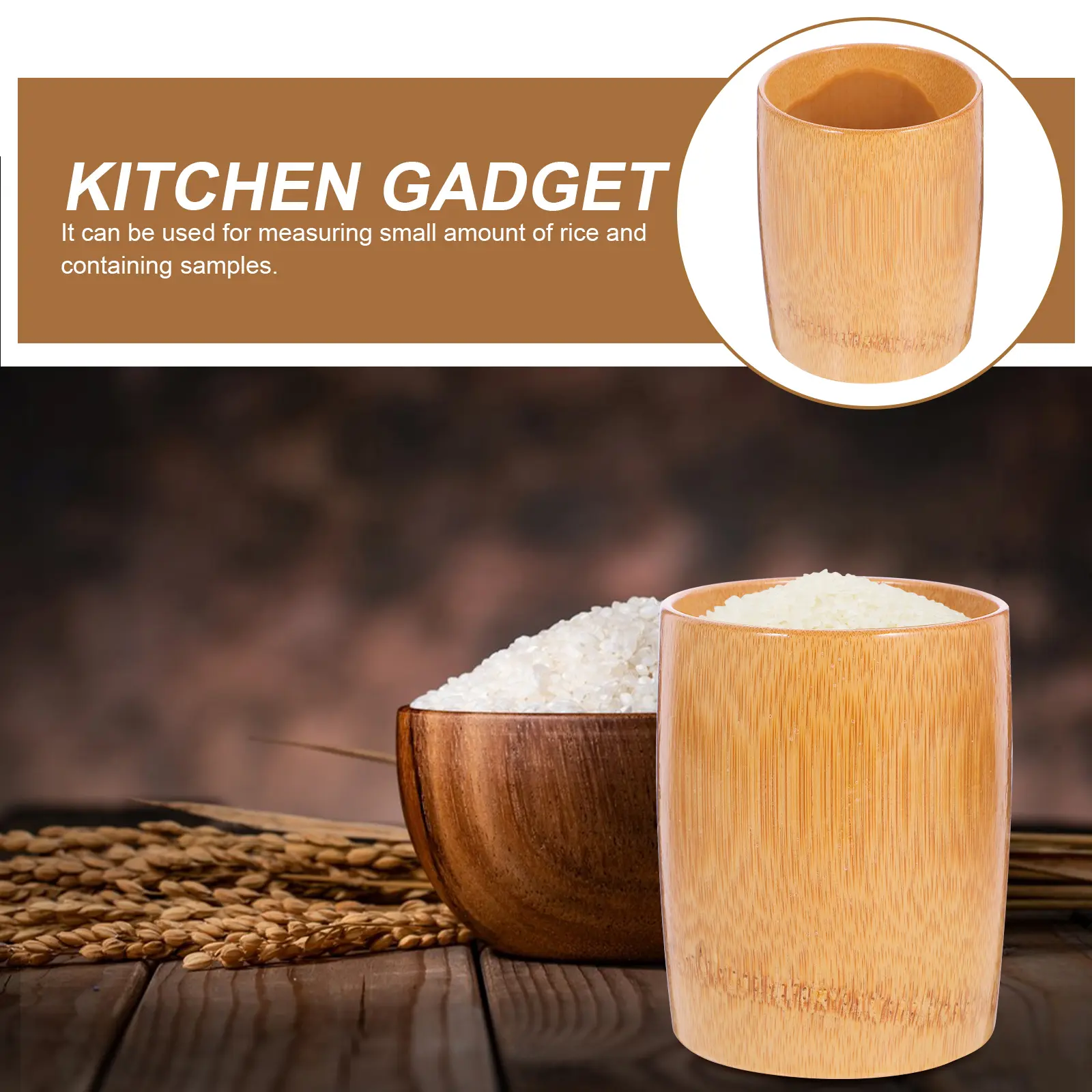 Bamboo Rice Cup St Capacity Practical Kitchen Tool Old Rice Measuring Cup fashioned Container Flour Cream Storage
