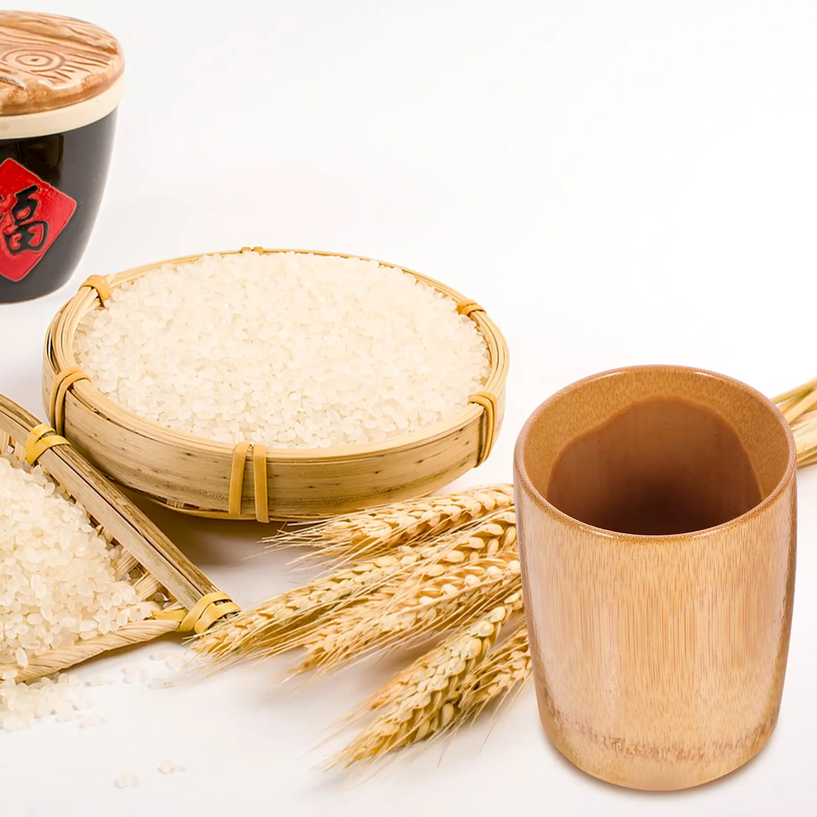Bamboo Rice Cup St Capacity Practical Kitchen Tool Old Rice Measuring Cup fashioned Container Flour Cream Storage