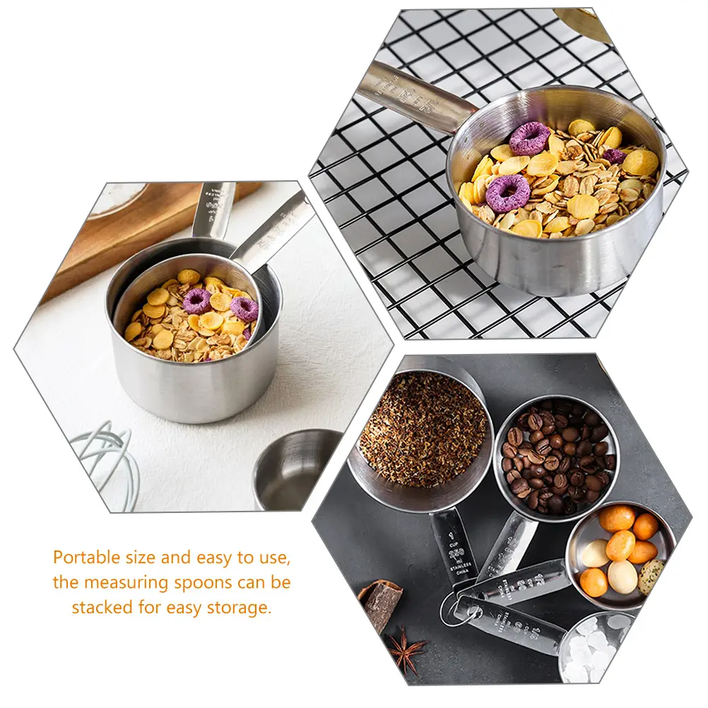 4 Pcs Measuring Spoon Set Small Spoons Kitchen Stainless Metal Cups and Table Measure