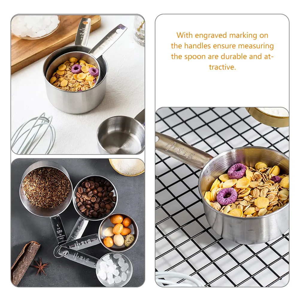 4 Pcs Measuring Spoon Set Small Spoons Kitchen Stainless Metal Cups and Table Measure
