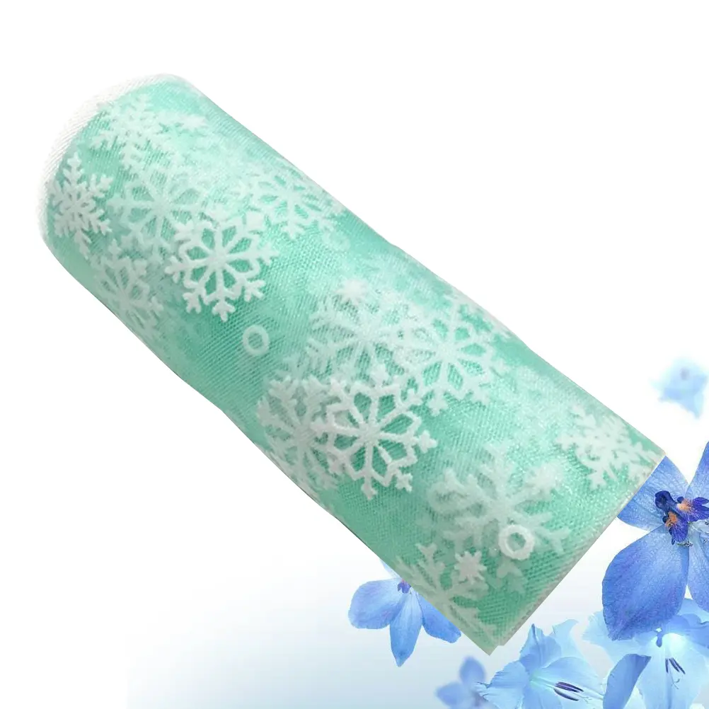 Snowflake Tulle Rolls White Mesh Fabric for Christmas Decor Garland Holiday Party Wedding Gauze DIY Craft Ribbon
