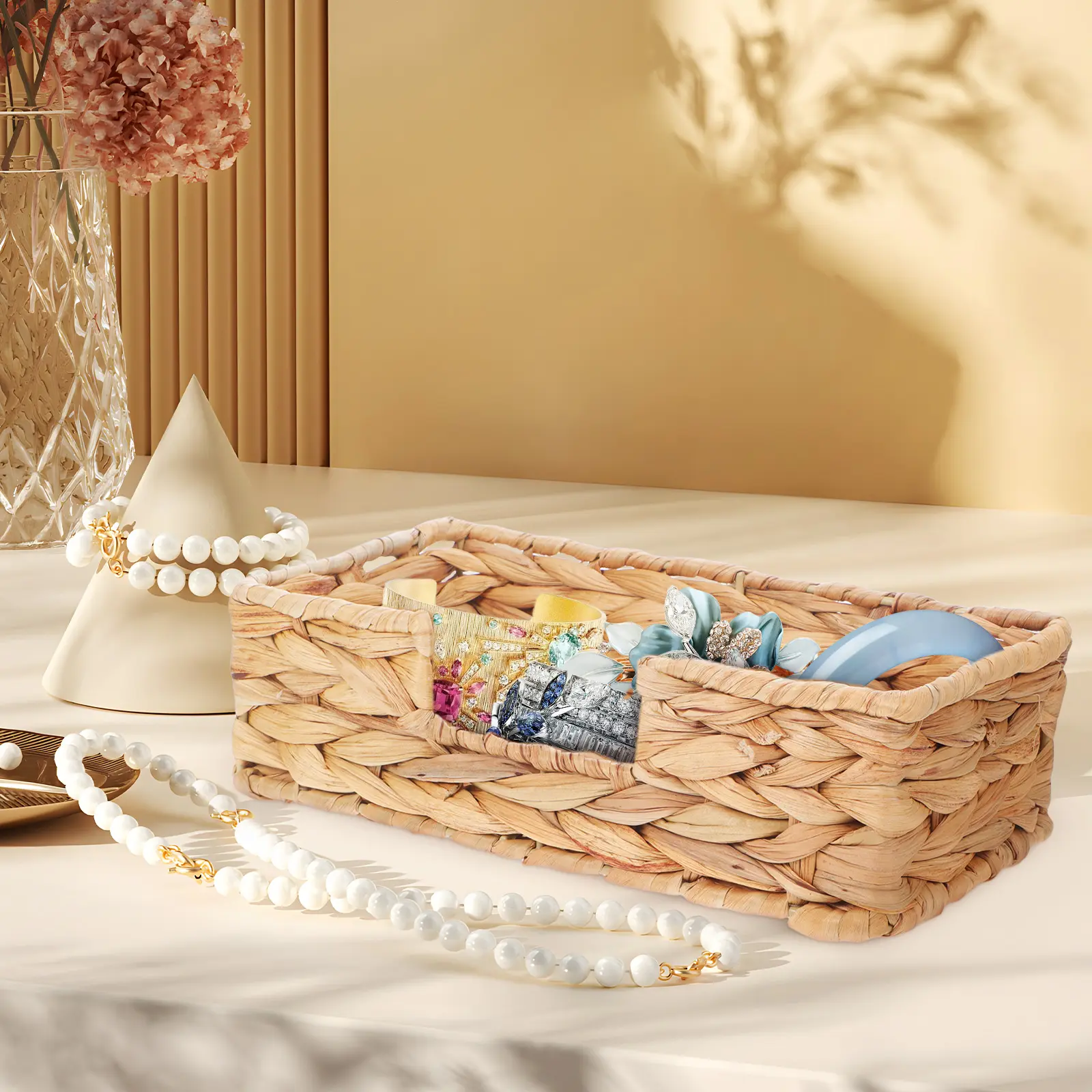 Creative Hand-Woven Box Farmhouse Style Guest Towel Holder Desktop Napkin Organizer Storage Container For Home Office Car Face