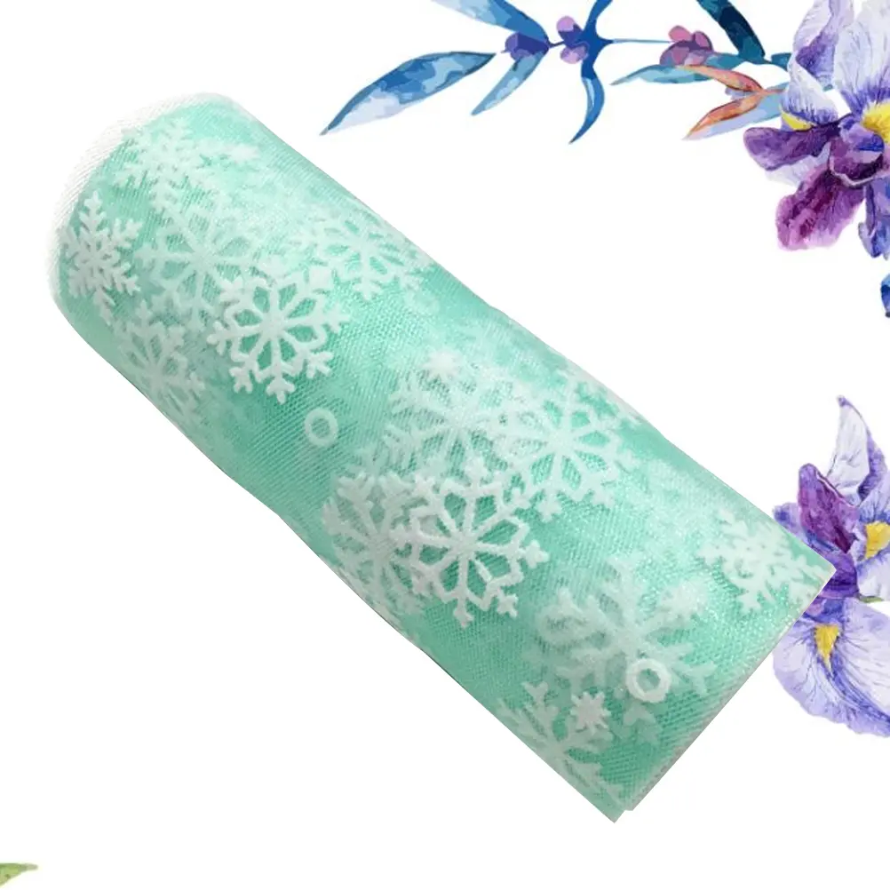 Snowflake Tulle Rolls White Mesh Fabric for Christmas Decor Garland Holiday Party Wedding Gauze DIY Craft Ribbon