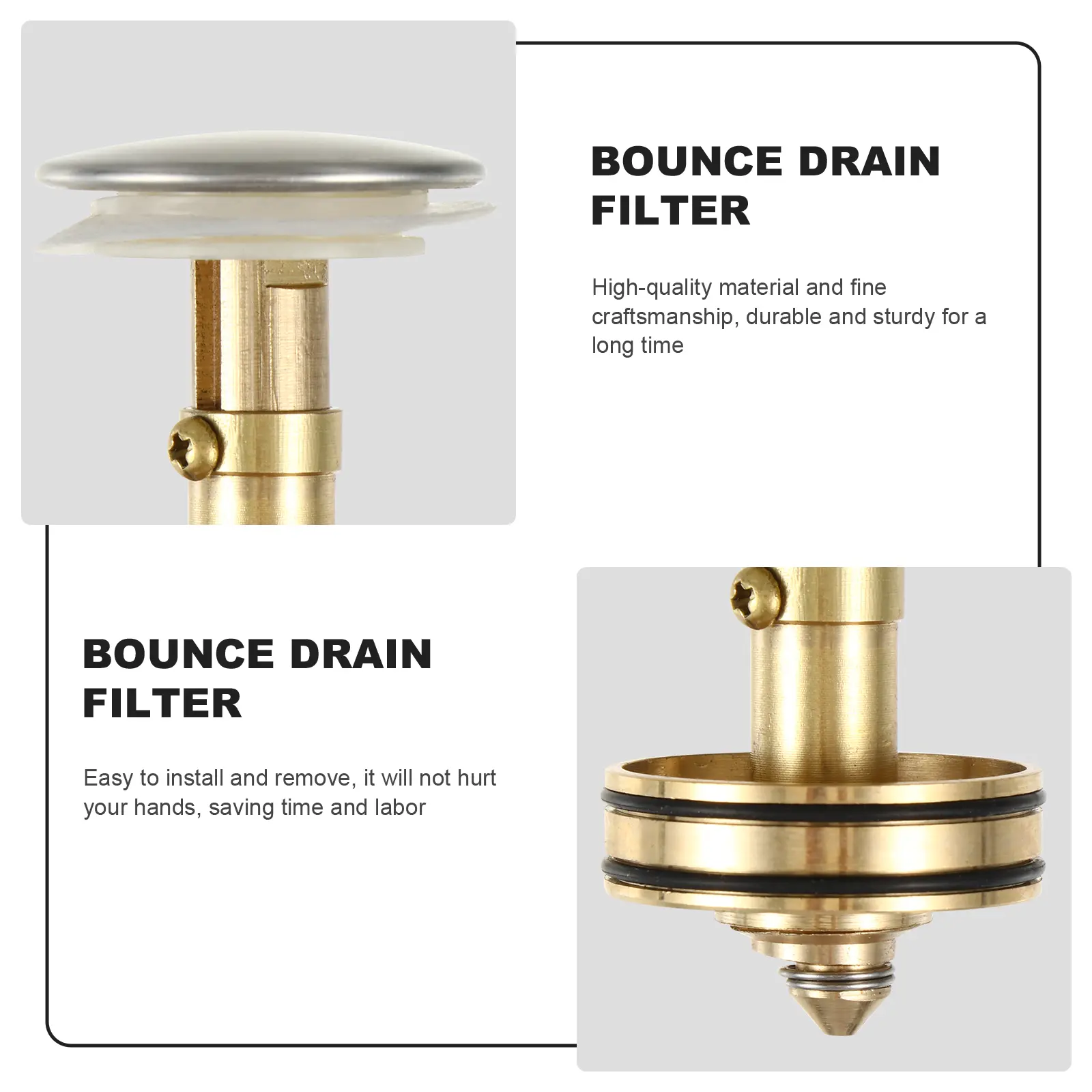 Bounce Drain Filter Wash Basin Drainer Up Garbage Strainer Stainless Steel Copper Kitchen Bathroom Shower Room Sink Plugs