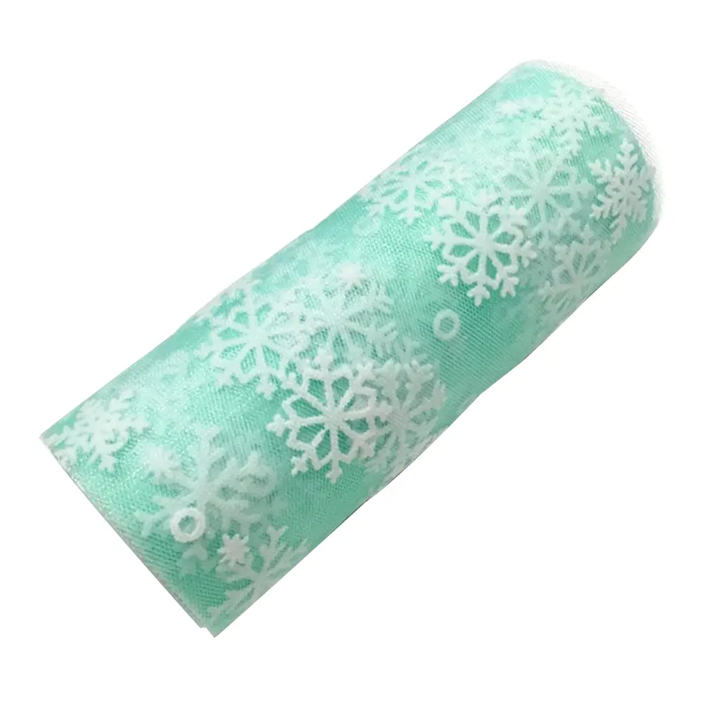 Snowflake Tulle Rolls White Mesh Fabric for Christmas Decor Garland Holiday Party Wedding Gauze DIY Craft Ribbon