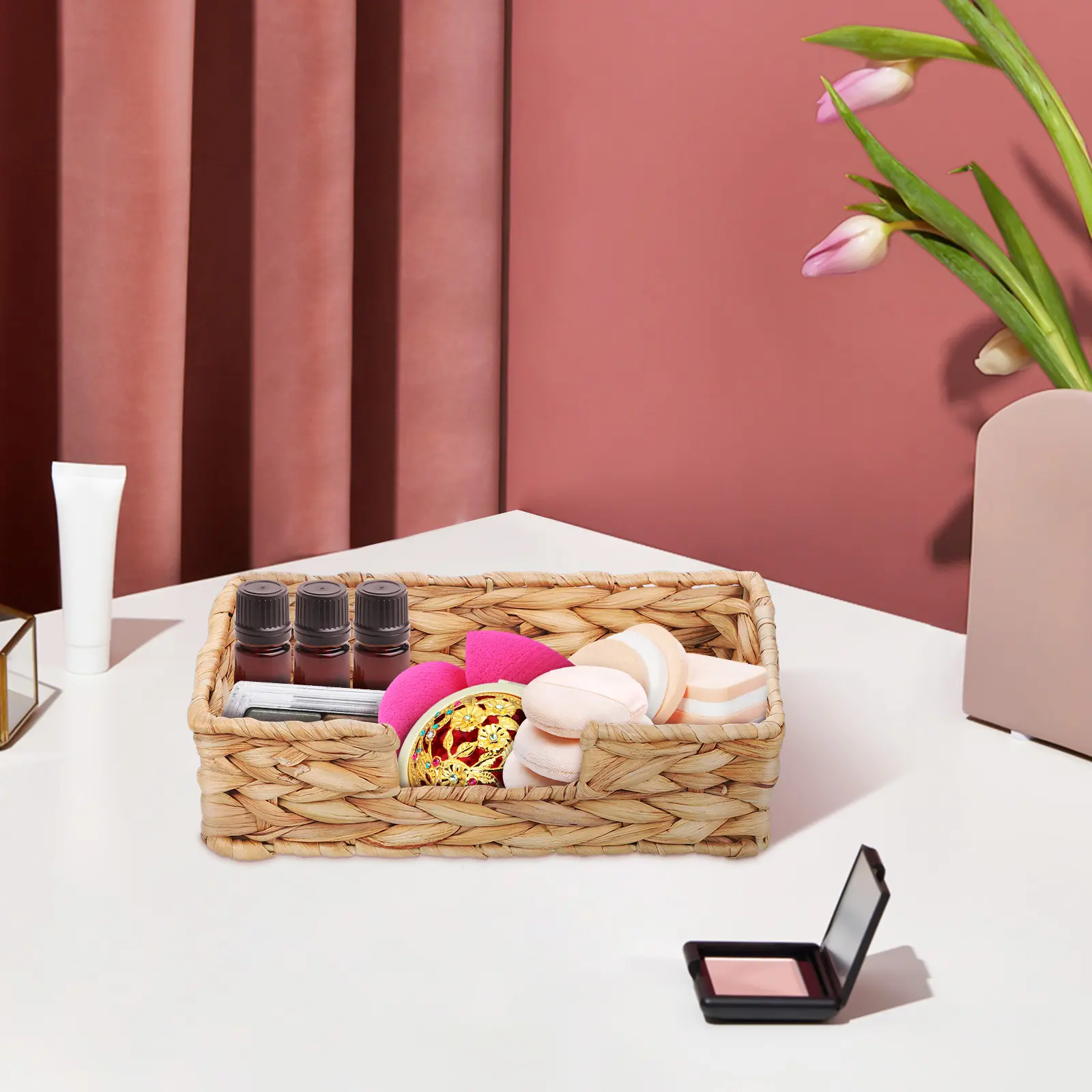 Creative Hand-Woven Box Farmhouse Style Guest Towel Holder Desktop Napkin Organizer Storage Container For Home Office Car Face