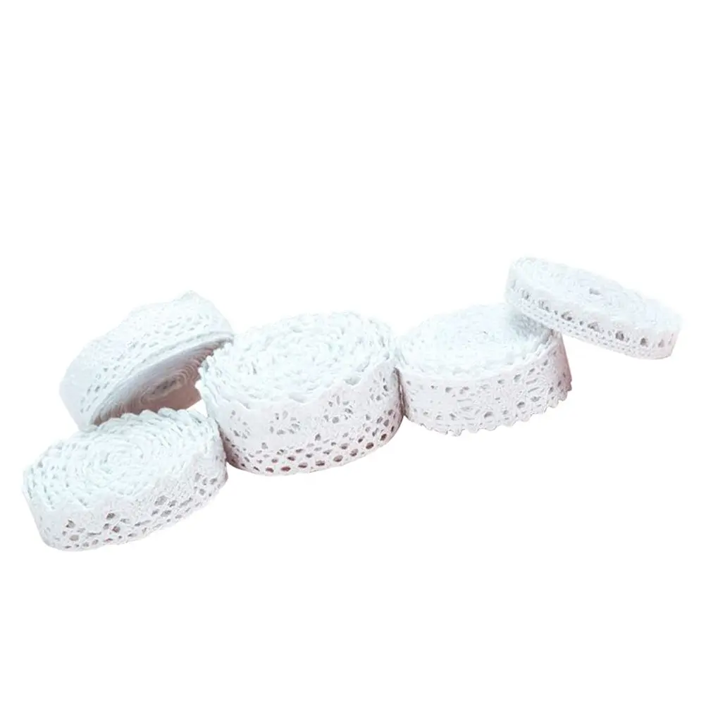 Lace Trimming 5 Rolls Embroidered Applique Burlap Rope White Ribbon for DIY Craft Gift Packing Wedding Party Decoration