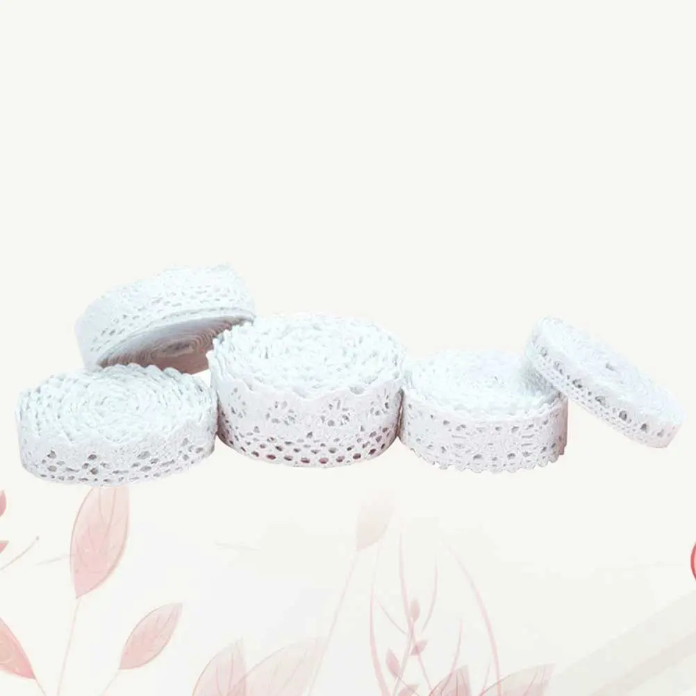 Lace Trimming 5 Rolls Embroidered Applique Burlap Rope White Ribbon for DIY Craft Gift Packing Wedding Party Decoration