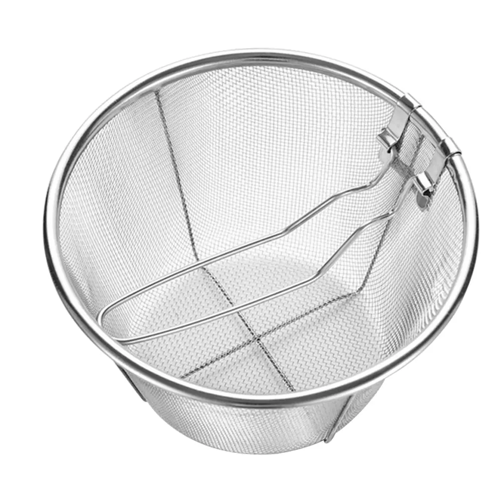 Stainless Steel Frying Basket Deep Fryer Baskets Chips Holder Silver Metal fry basket h Large Volume Even Heat Distribution
