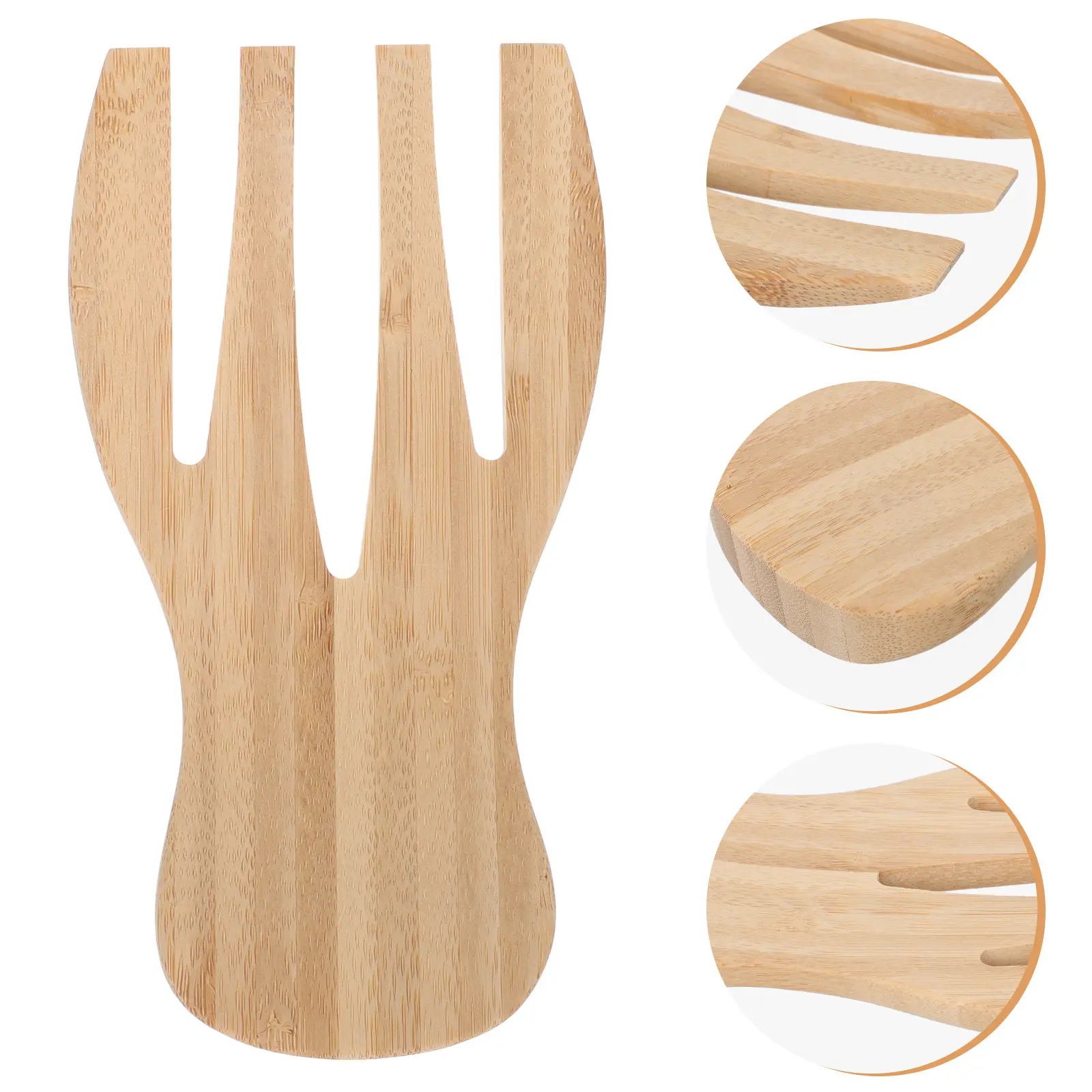 1pc Bamboo Stirrer Salad Hands Kitchen Tools Smooth Edges Creative Design Mixing Utensil for Kitchen Supply Salad