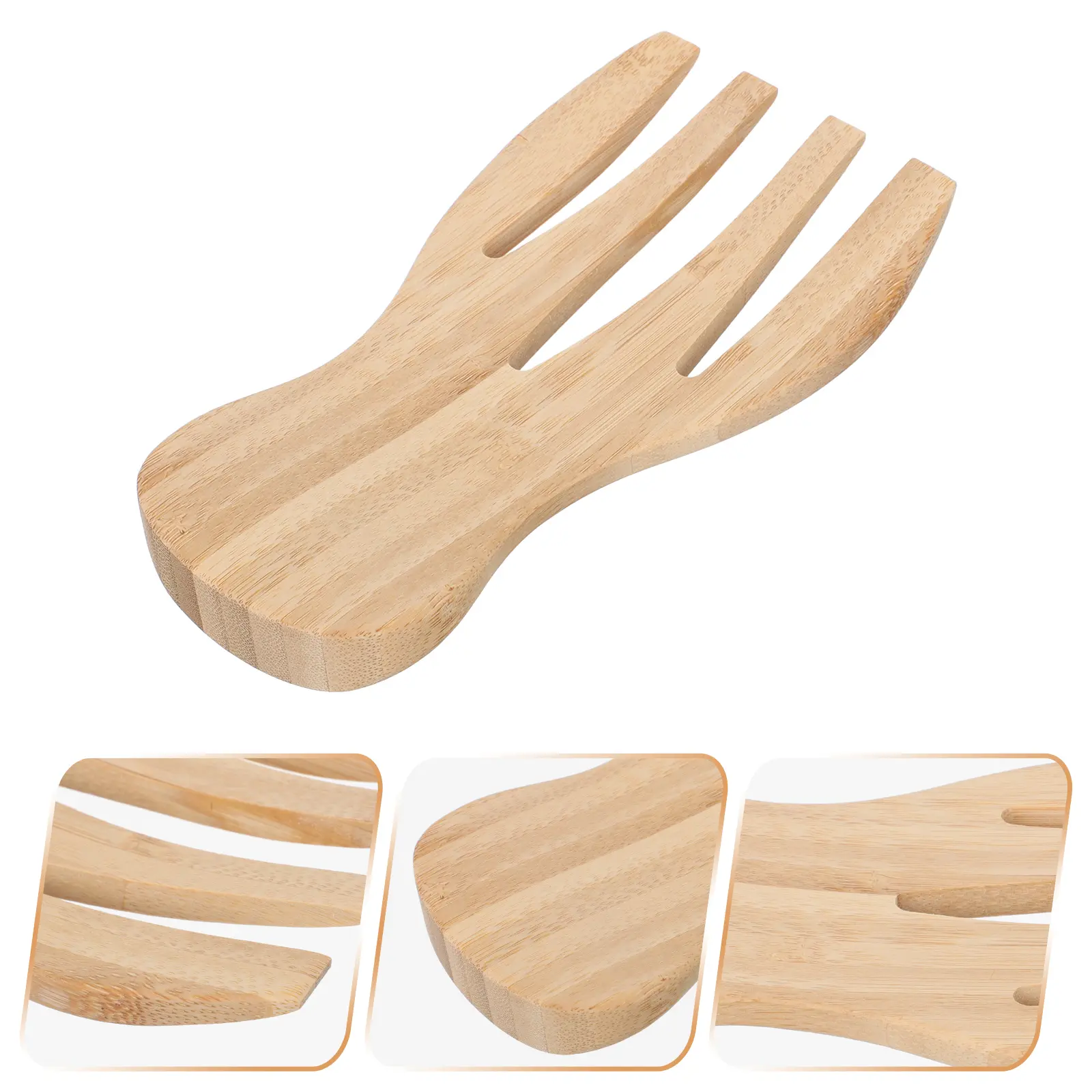 1pc Bamboo Stirrer Salad Hands Kitchen Tools Smooth Edges Creative Design Mixing Utensil for Kitchen Supply Salad