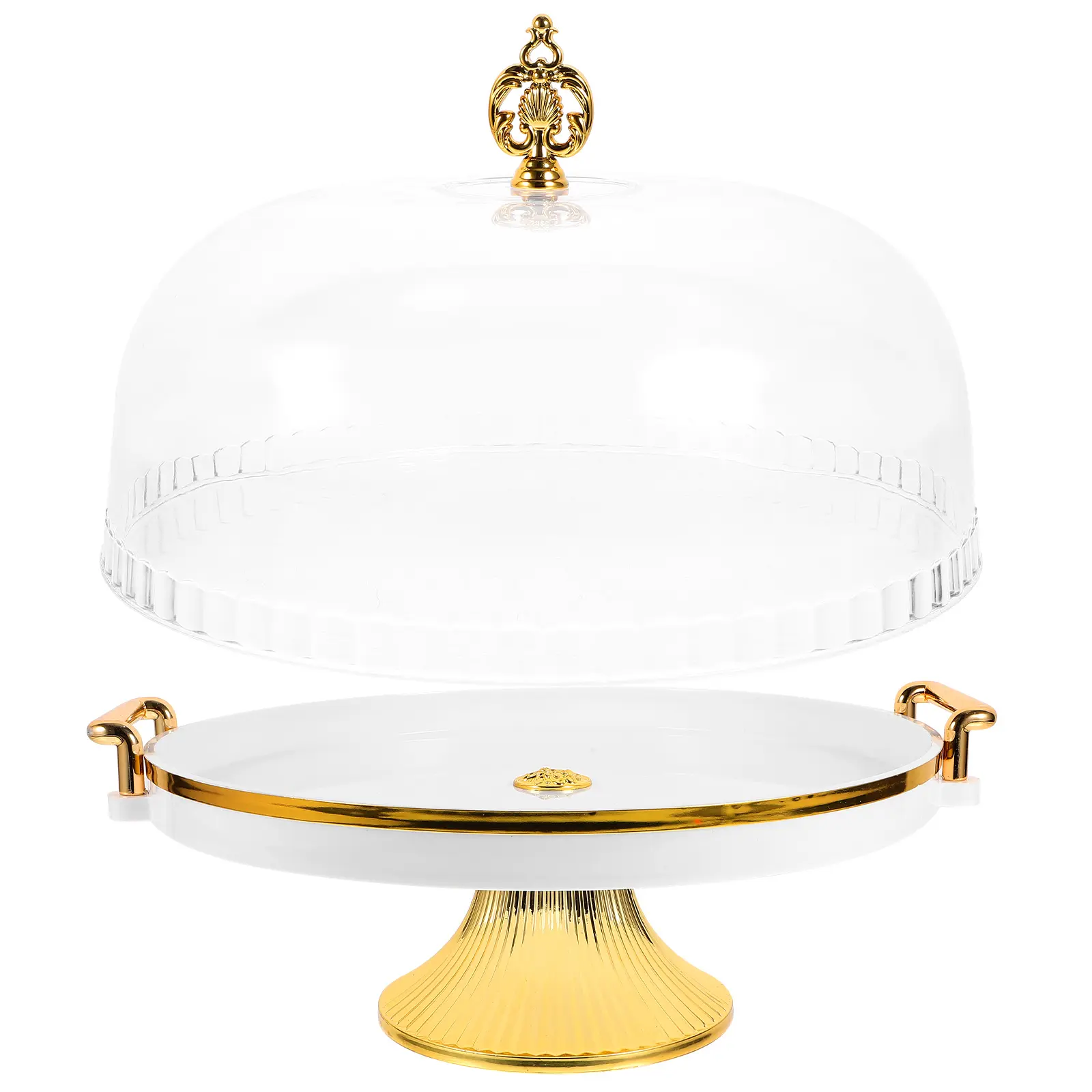 Chic Clear Cake Stand With Dome Decorative Plate Elegant Dessert Serving And Storage Dish