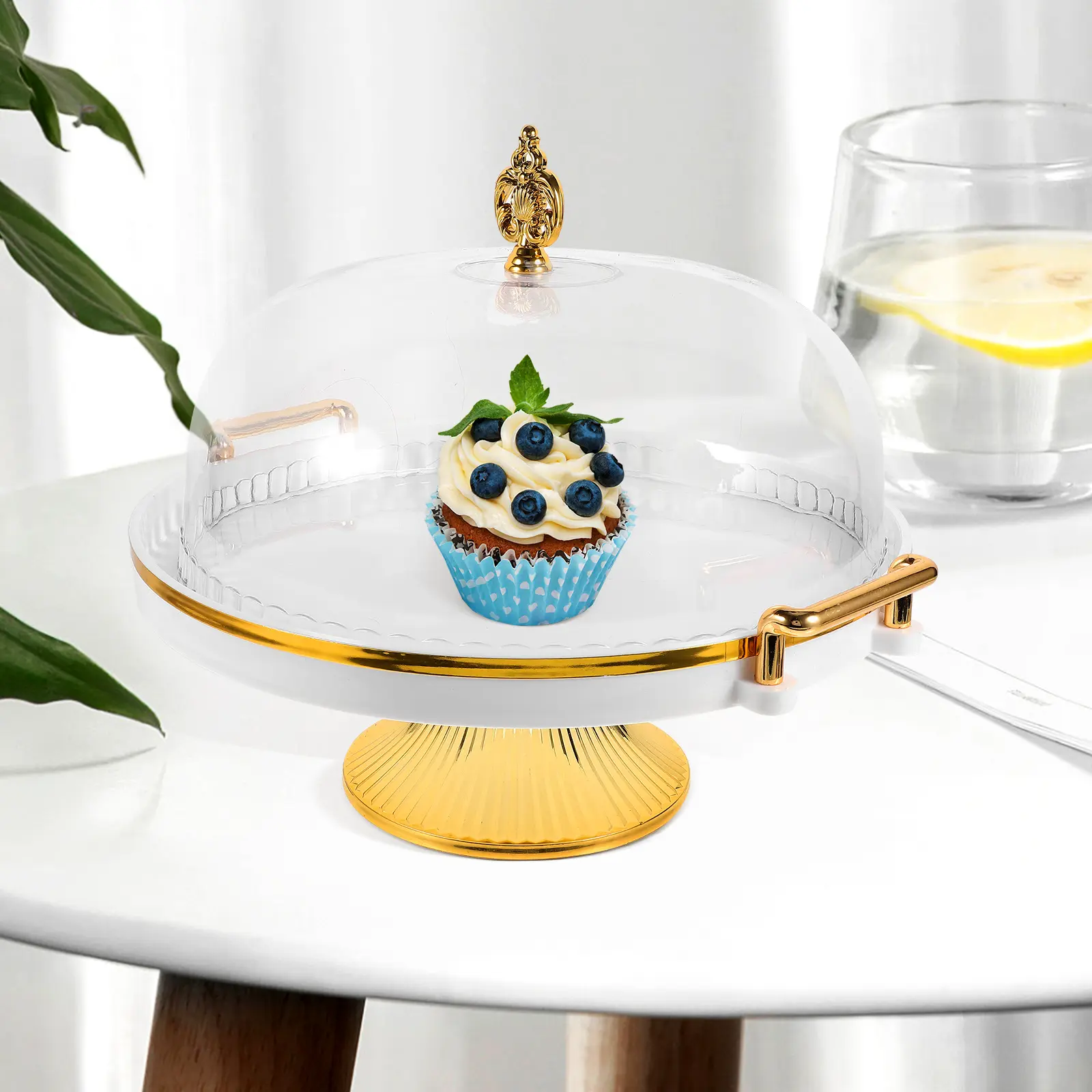 Chic Clear Cake Stand With Dome Decorative Plate Elegant Dessert Serving And Storage Dish