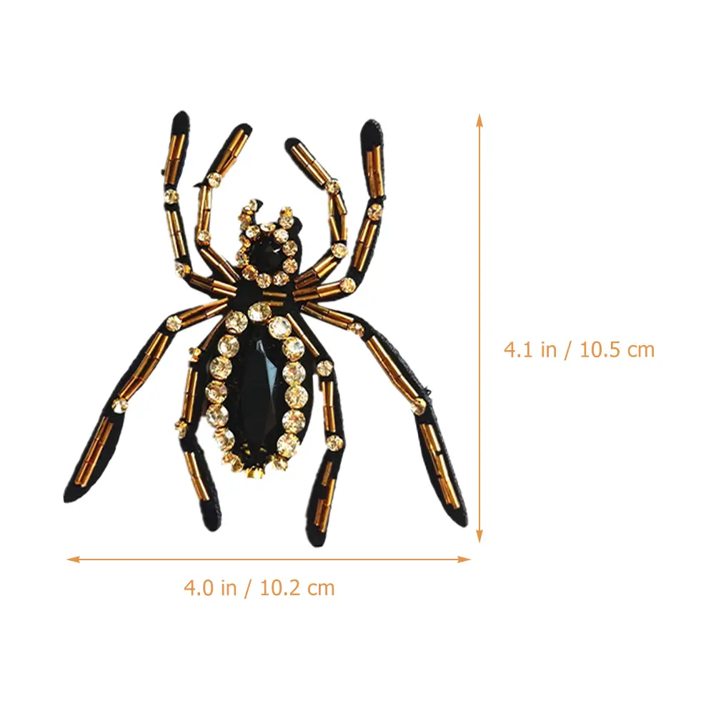 2Pcs 3D Spider Decor Jeweled Applique Halloween Ghost Rhinestones Patch Glass Drill Spiders Clothing Embellishments Crafting