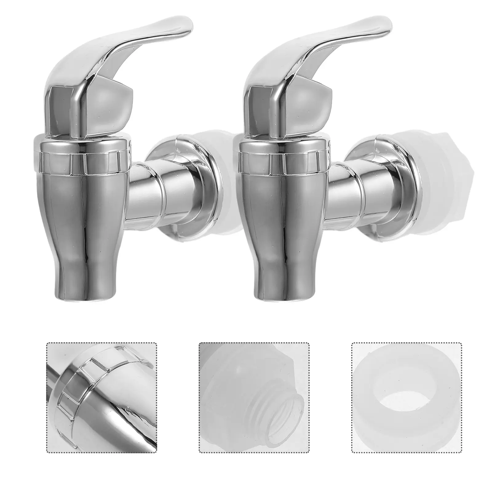 4 Pcs Beverage Dispenser Faucet 16mm ABS Water Spigot Replacement Silver Jug for Lemonade Tea Juice Camping Home Use