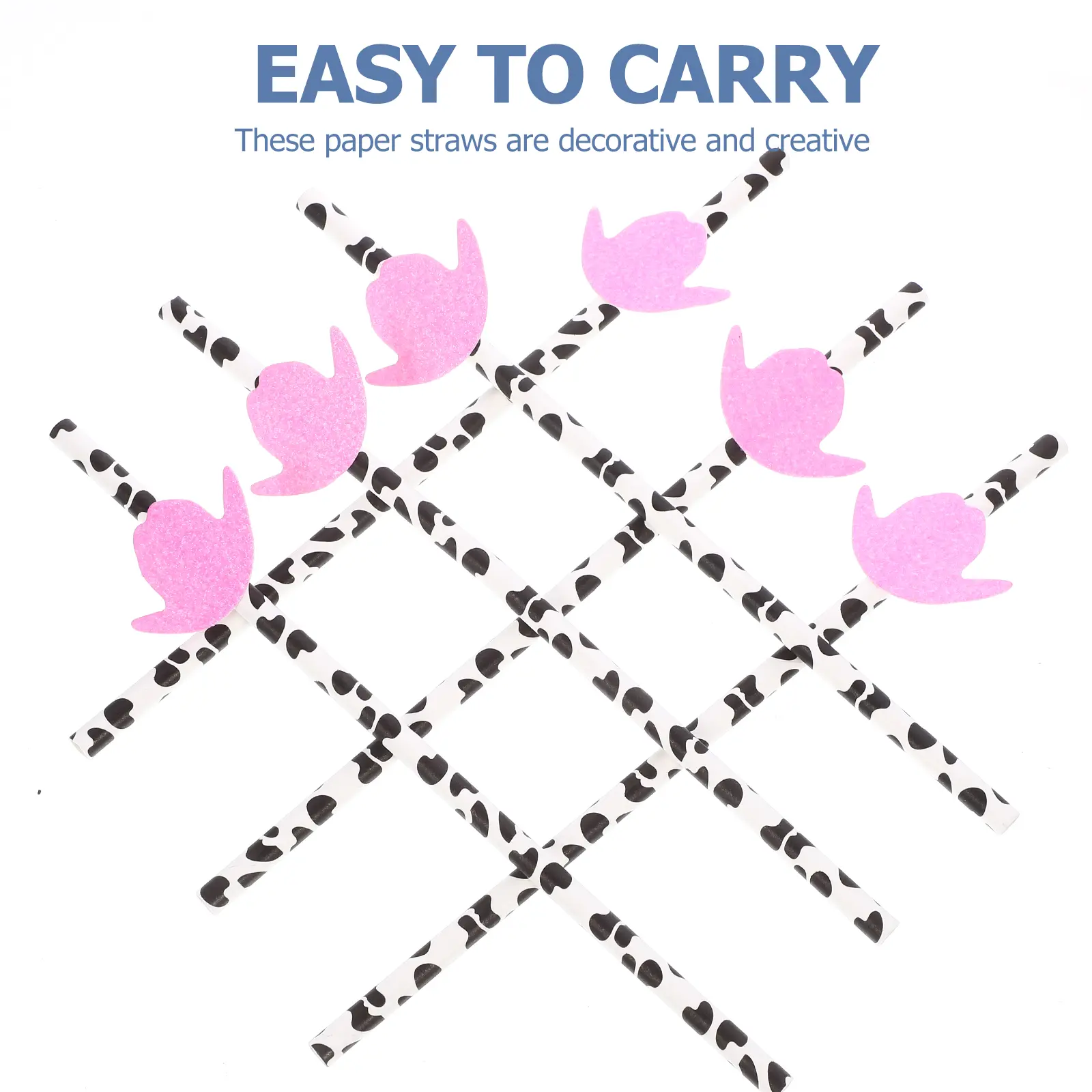 30pcs Cow Print Paper Straws Disposable Drinking Straws for Juice Party Decorations Pink Hat Theme Creative Straw