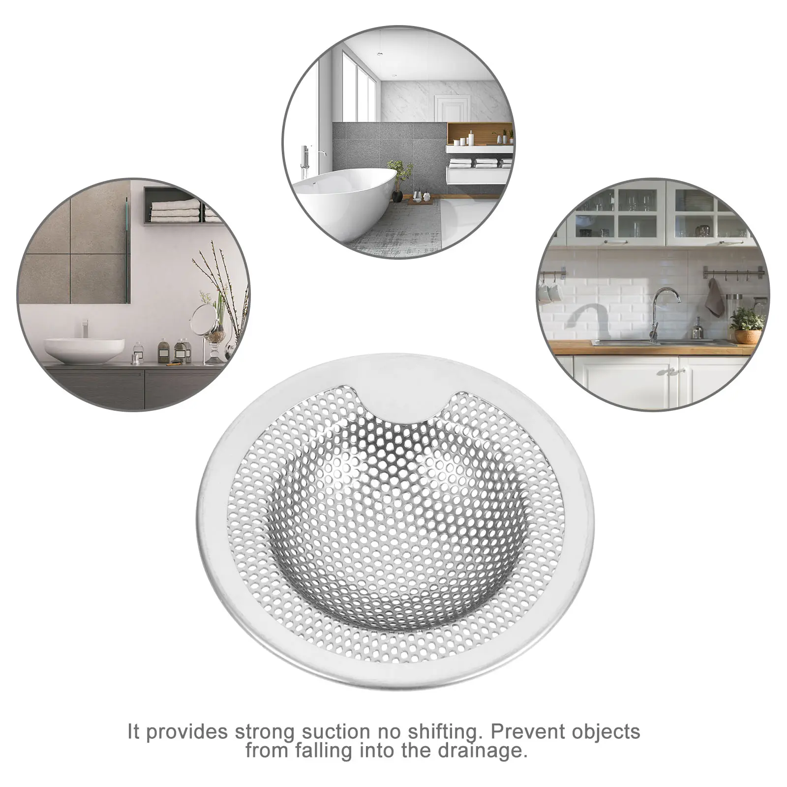 4pcs Stainless Steel Filter Sink Strainer Universal Drain Basket Kitchen Pipe Protector for Garbage Disposal Floor Tub Shower