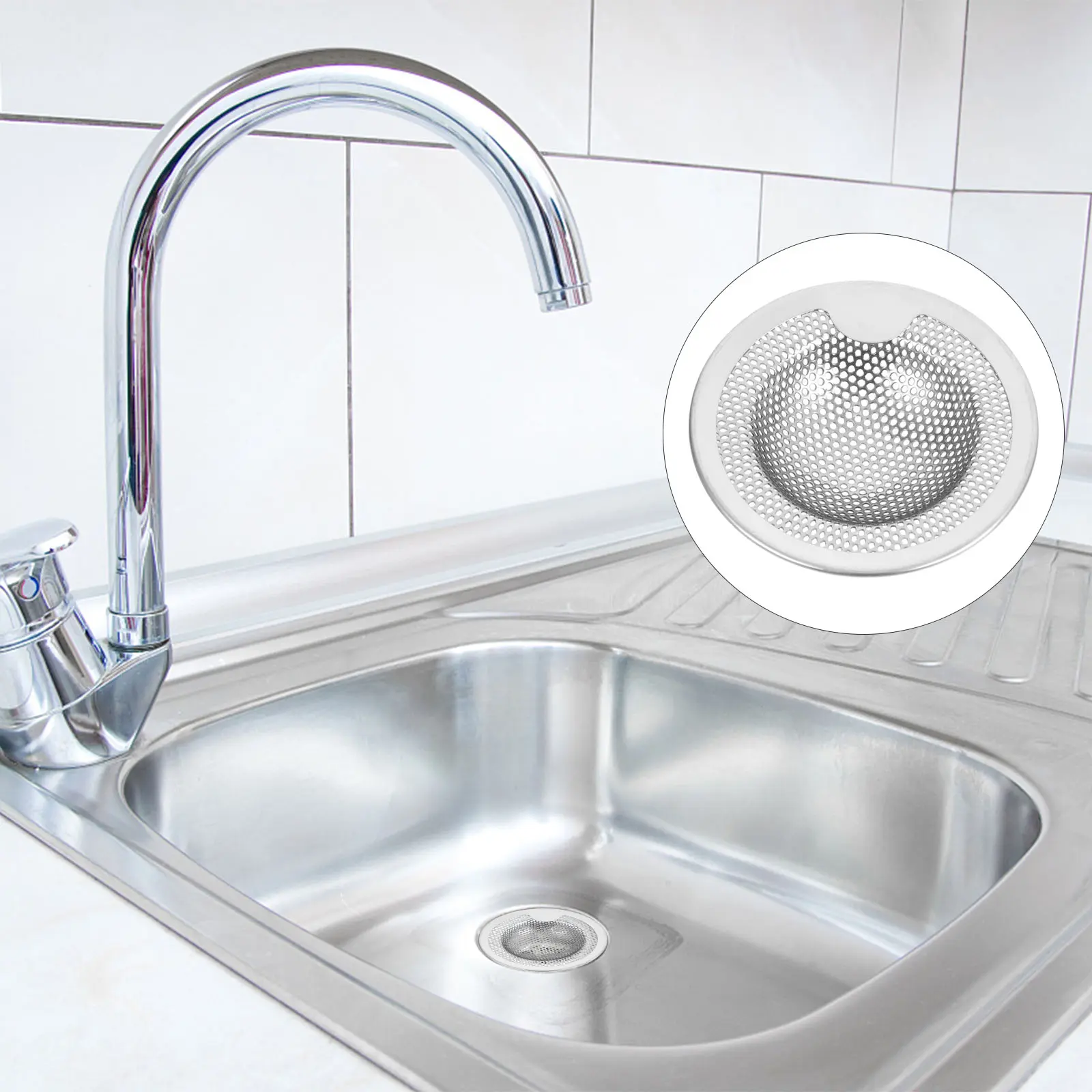 4pcs Stainless Steel Filter Sink Strainer Universal Drain Basket Kitchen Pipe Protector for Garbage Disposal Floor Tub Shower