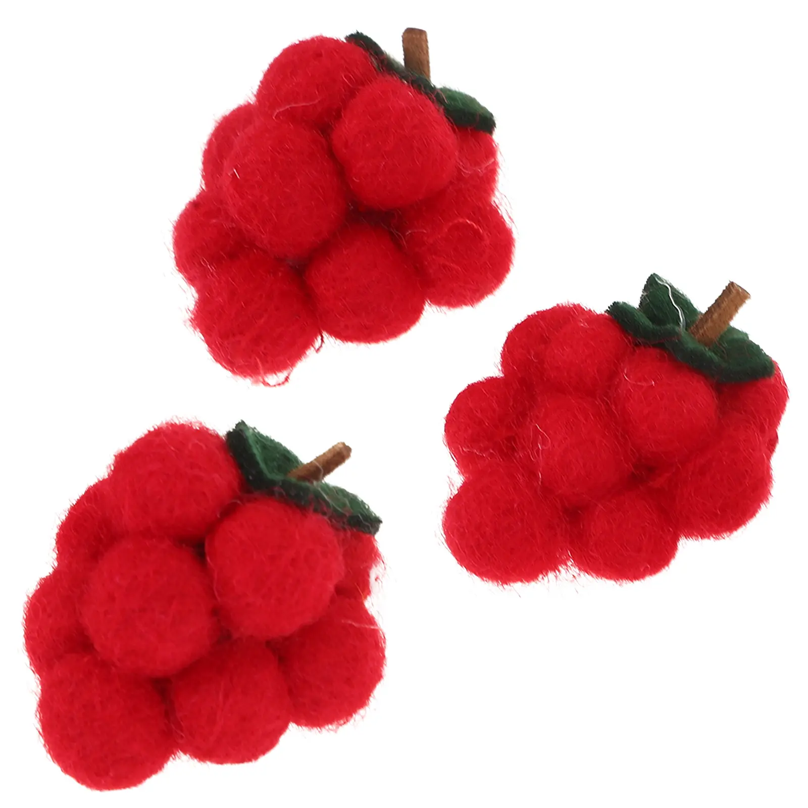3pcs Simulated Fruit Felt Hairpins Cute Cartoon Hair Clips Adorable DIY Crafts Accessories Lightweight Durable Red Child