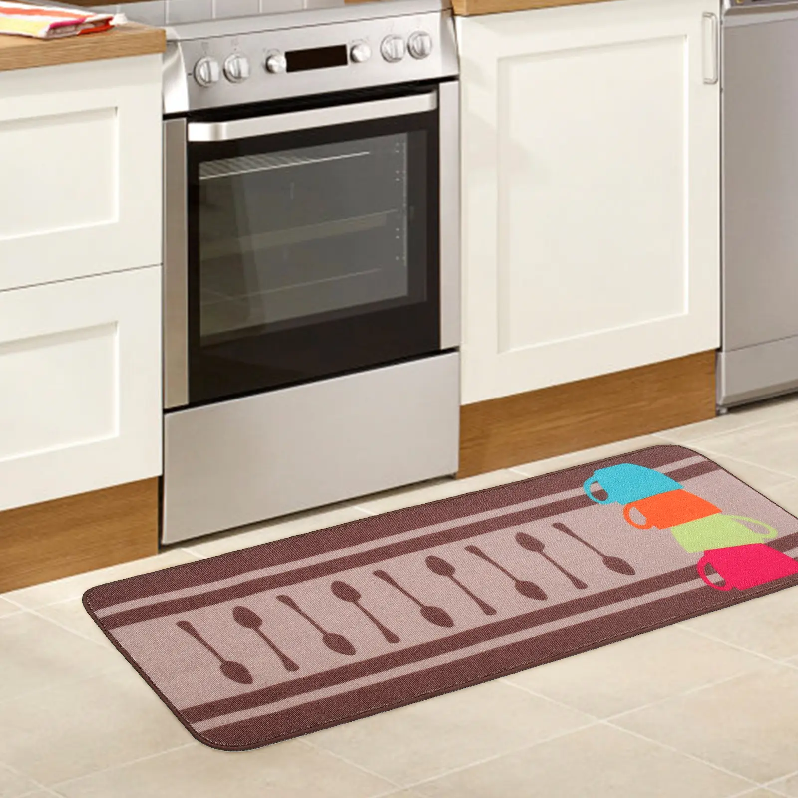 2 Pcs Non-slip Floor Mat Rug for Kitchen Artificial Mats Rugs Water-absorbent Nonslip Polyester