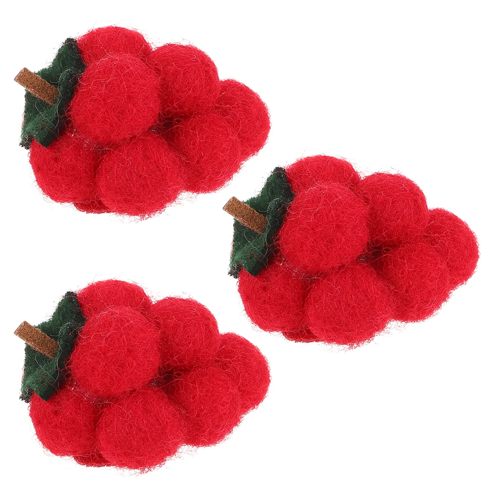 3pcs Simulated Fruit Felt Hairpins Cute Cartoon Hair Clips Adorable DIY Crafts Accessories Lightweight Durable Red Child