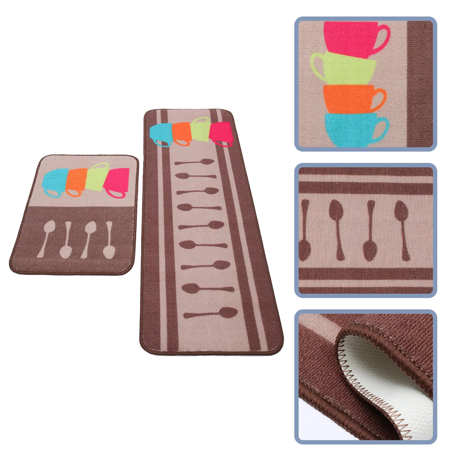 2 Pcs Non-slip Floor Mat Rug for Kitchen Artificial Mats Rugs Water-absorbent Nonslip Polyester