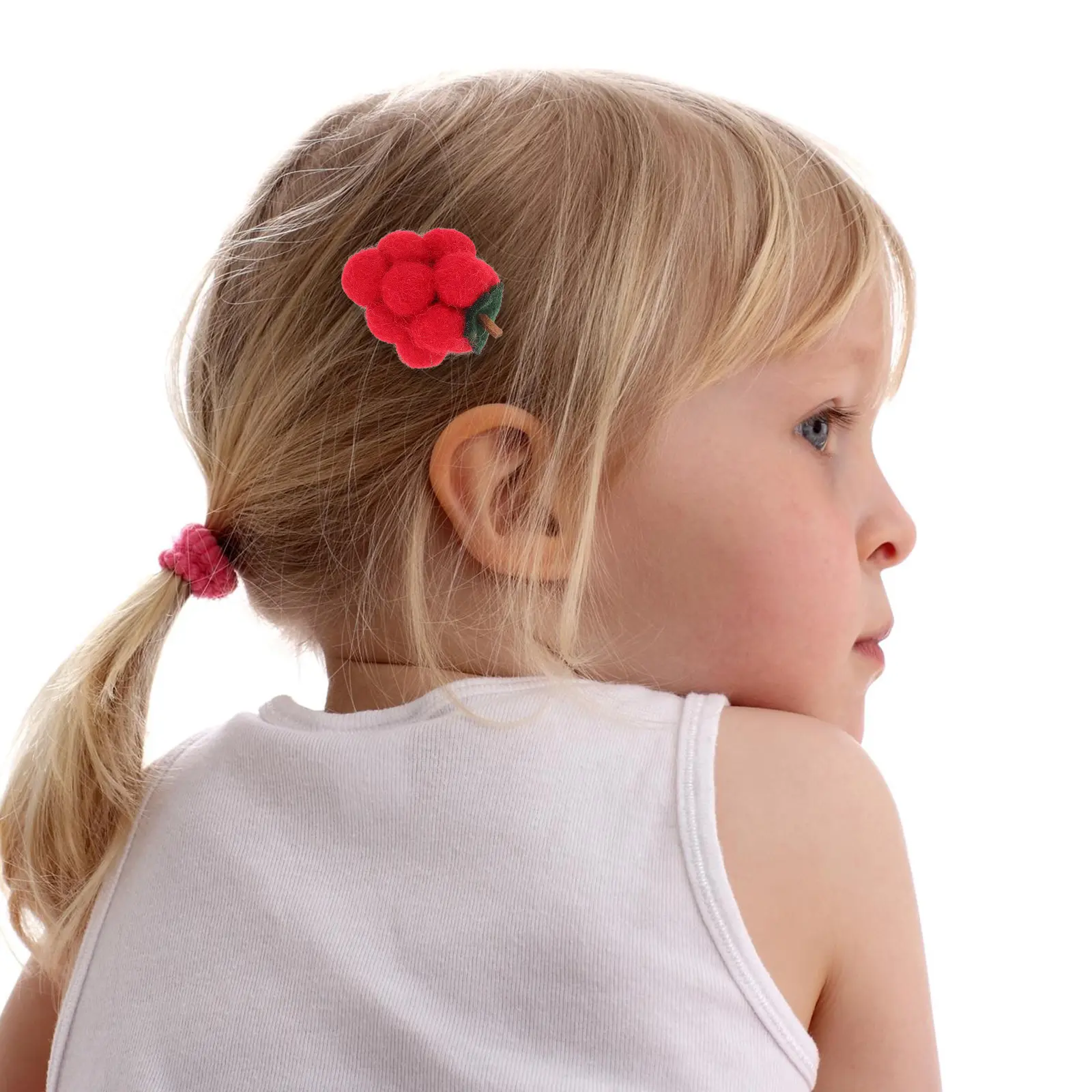 3pcs Simulated Fruit Felt Hairpins Cute Cartoon Hair Clips Adorable DIY Crafts Accessories Lightweight Durable Red Child