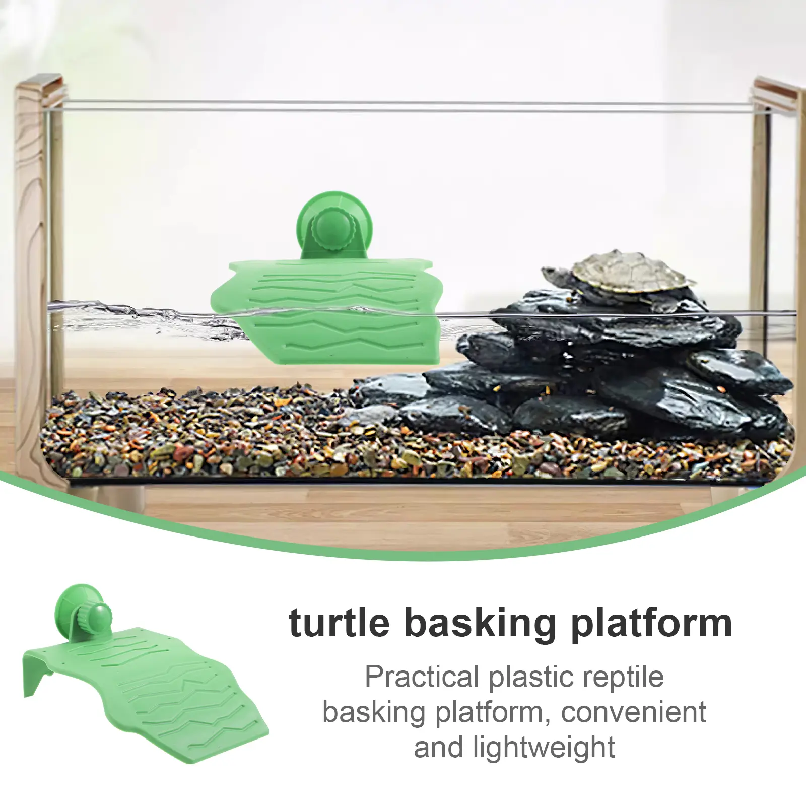 Turtle Basking Platform Suction Cups Floating Reptile Sunbathing Habitat Accessories Pet Resting Plastic Durable Aquarium