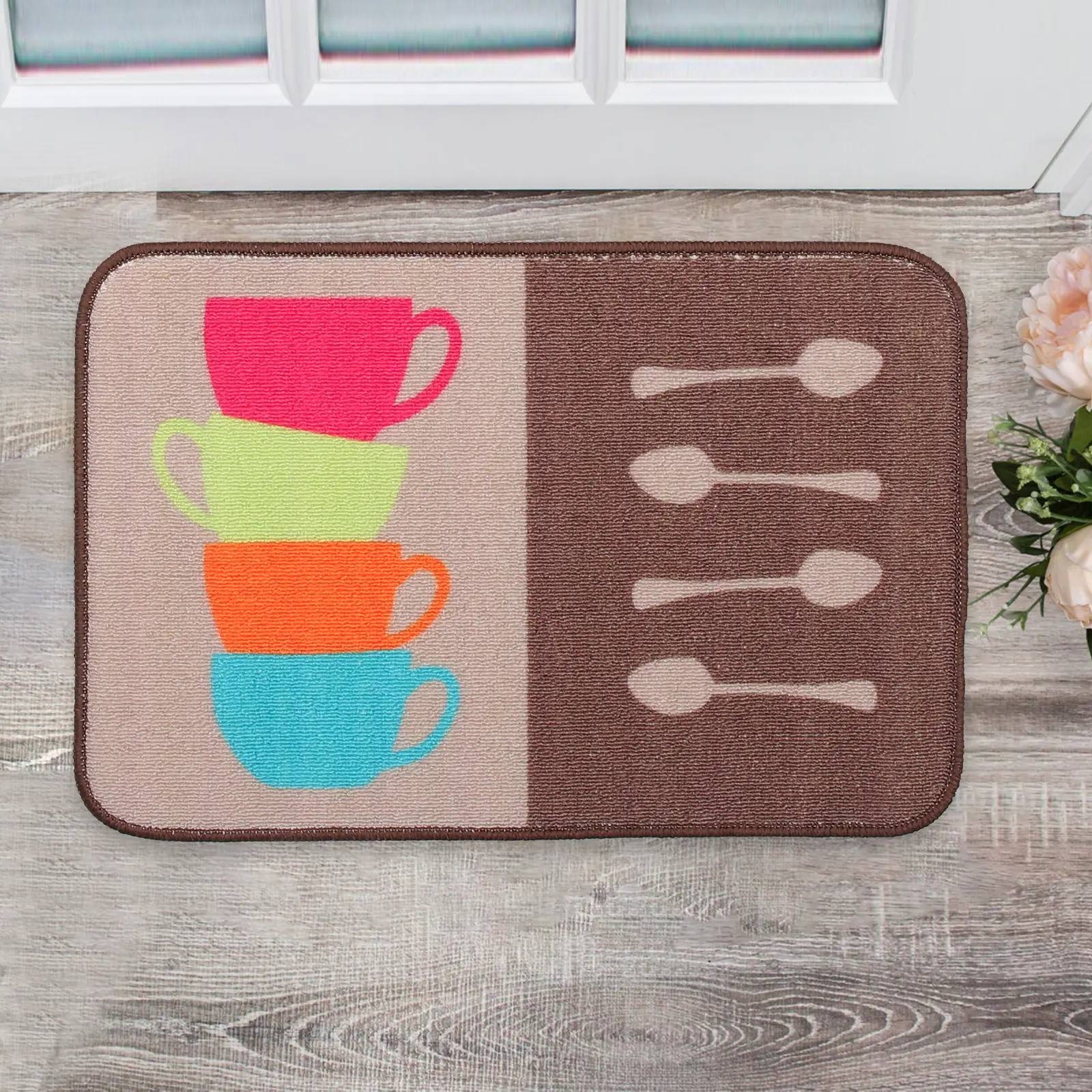 2 Pcs Non-slip Floor Mat Rug for Kitchen Artificial Mats Rugs Water-absorbent Nonslip Polyester