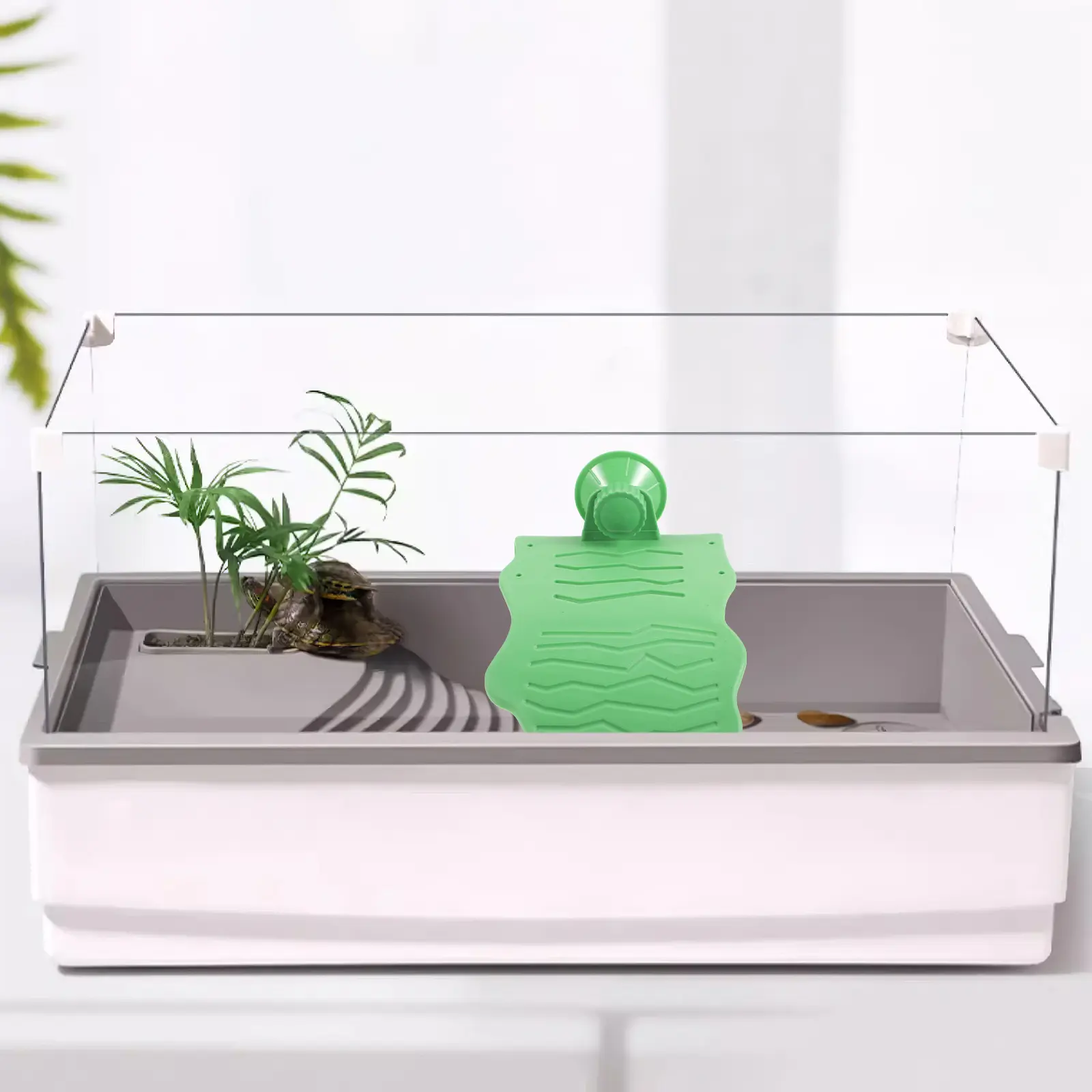 Turtle Basking Platform Suction Cups Floating Reptile Sunbathing Habitat Accessories Pet Resting Plastic Durable Aquarium