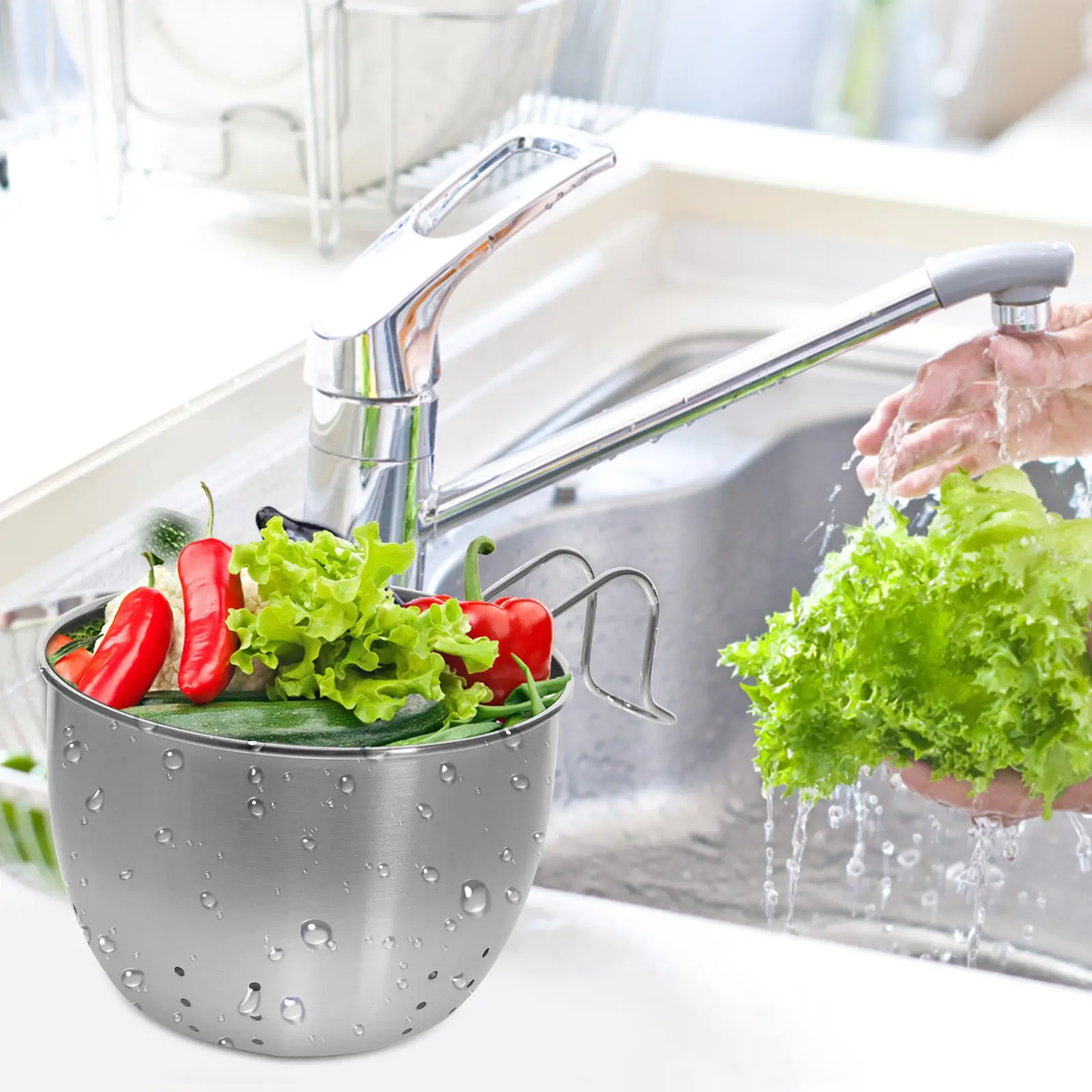 Stainless Steel Sink Strainer Kitchen Sink Drain Corner Strain Washing Filter Basket Fruit Drain Basket Kitchen Bar Supplies