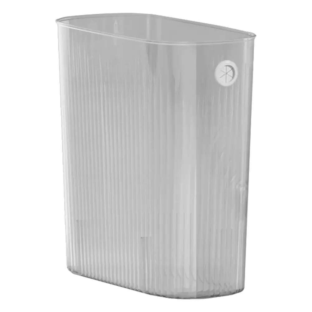 Slim Transparent Waste Bin Trash Can Kitchen Bedroom Grey No Press Ring Plastic Garbage Container Home Use garbage bin kitchen