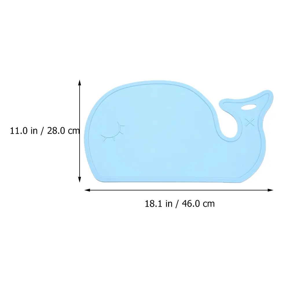 1pc Silicone Placemat Whale Shape Kids Dinning Non-Slip Reusable Table for Children Foldable Food Mat Durable Cartoon for Home