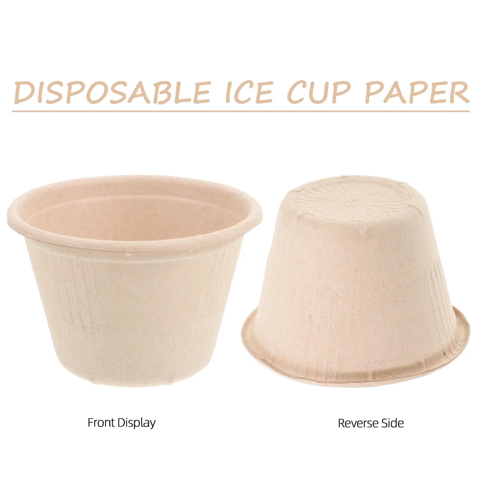 50 Pcs Ice Cup Paper Bowl Disposable Pulp Dessert Bowls Large Capacity Lightweight for Ice Cream Dessert Fruit Party Outdoor