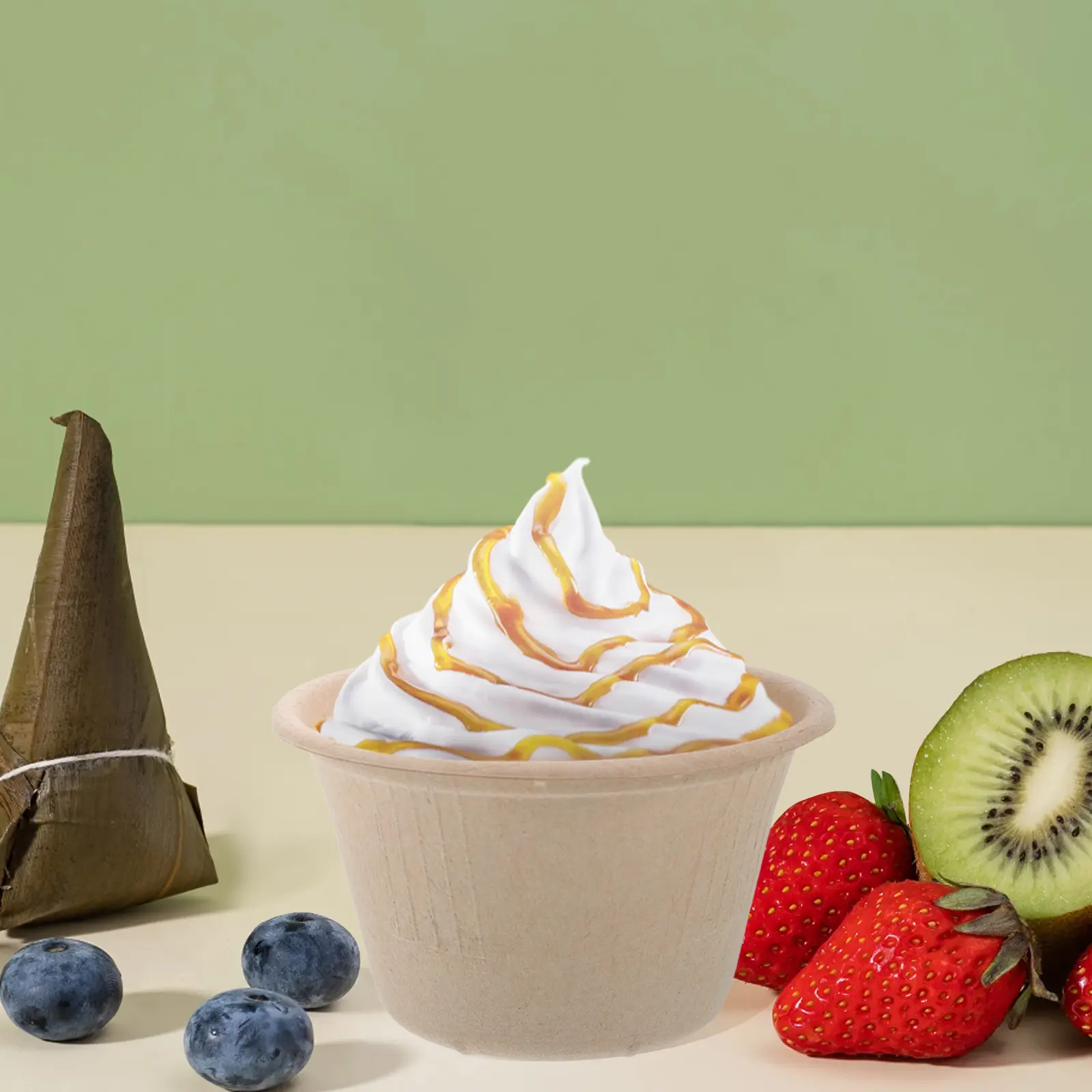 50 Pcs Ice Cup Paper Bowl Disposable Pulp Dessert Bowls Large Capacity Lightweight for Ice Cream Dessert Fruit Party Outdoor