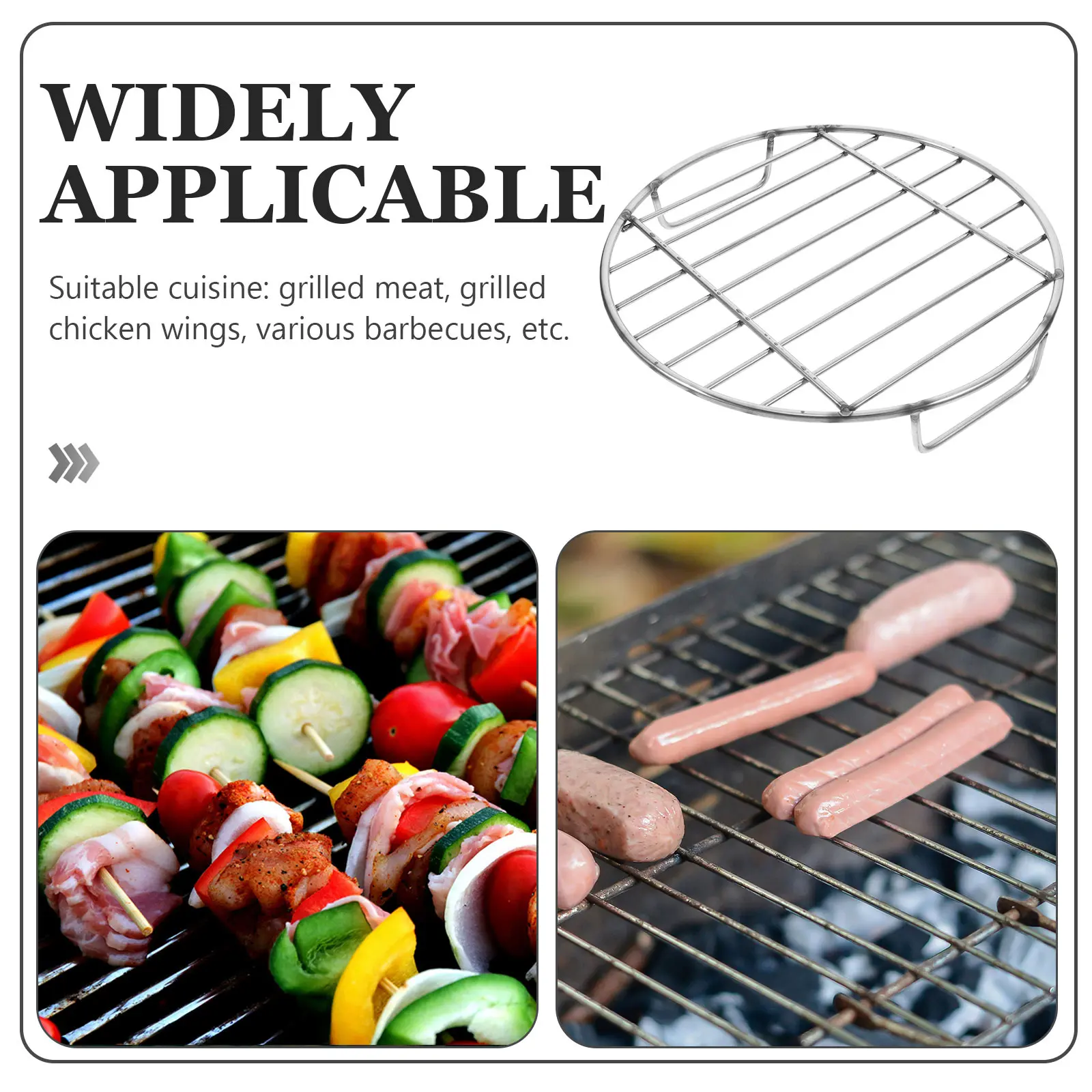 Stainless Steel BBQ Grate Fire Pit Round Grill Durable Handle Easy Clean Multi Functional Steaming Rack Pot Stand for Chicken