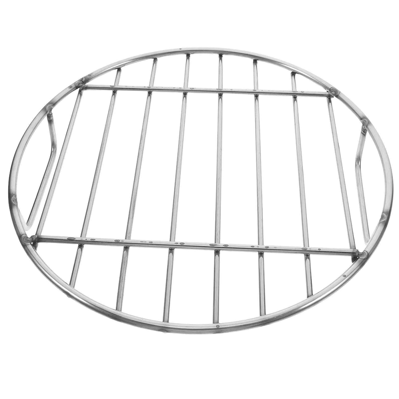 Stainless Steel BBQ Grate Fire Pit Round Grill Durable Handle Easy Clean Multi Functional Steaming Rack Pot Stand for Chicken