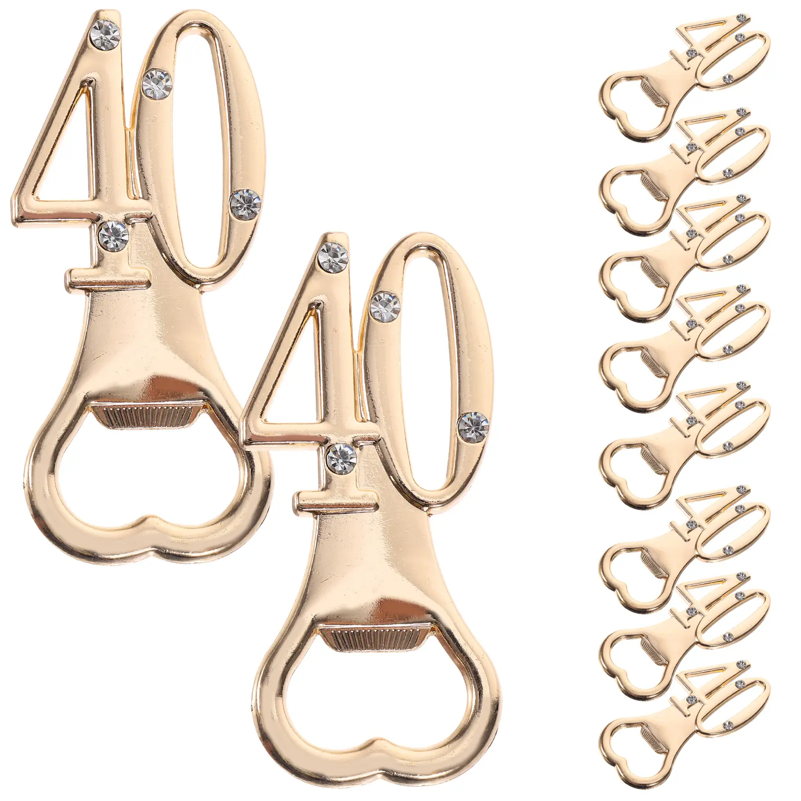 10pcs 40th Birthday Bottle Opener Keychain Metal Drink Dispenser Set Party Favors Guests Practical Construction Beer Lover Gift